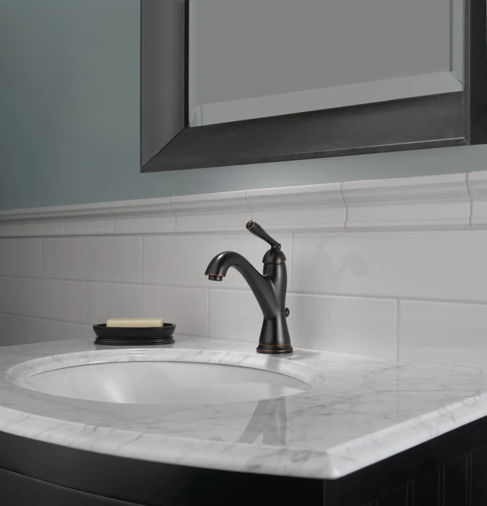Delta Burke Oil Rubbed Bronze 1-Handle Single-Hole WaterSense Bathroom Sink Faucet with Drain - Image 5