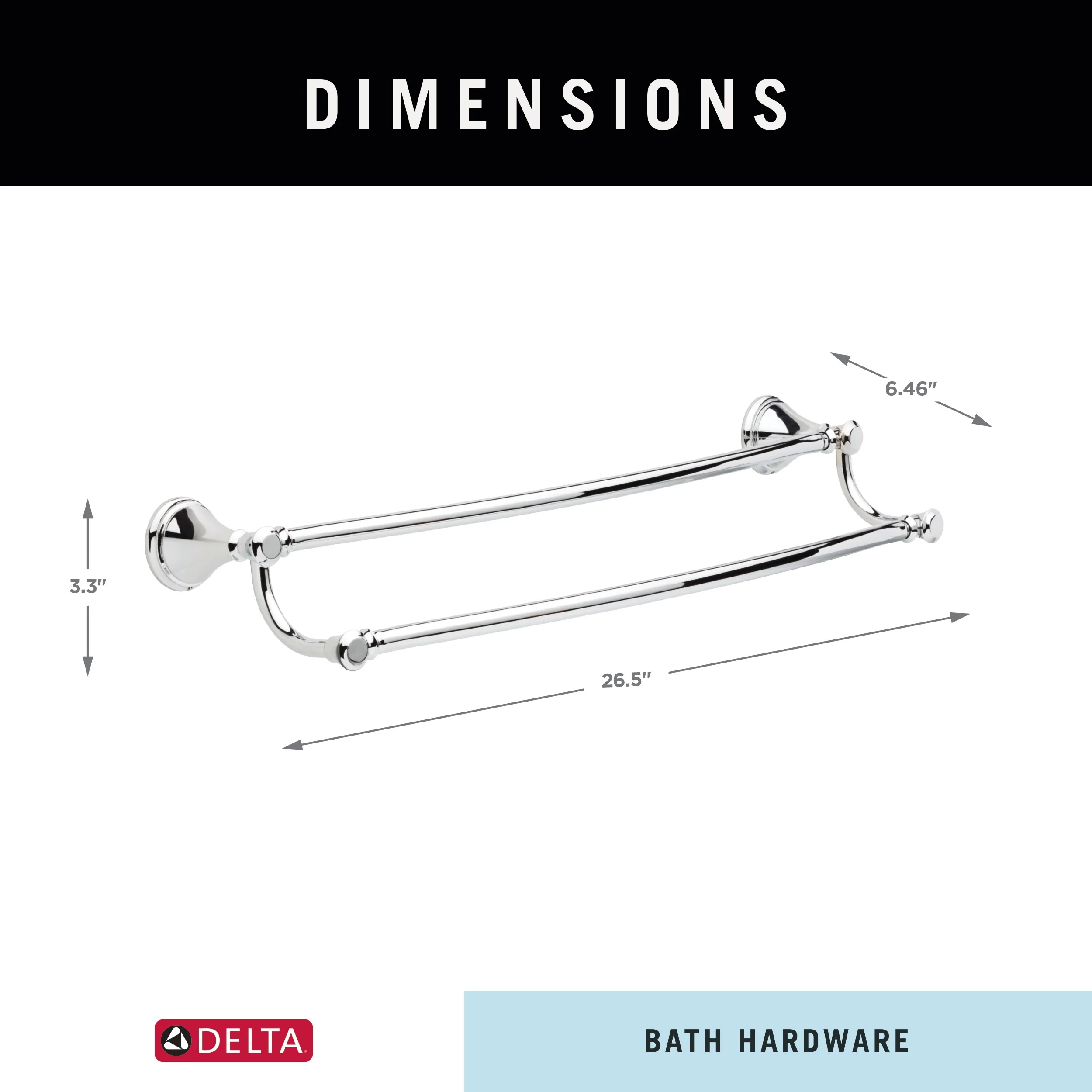 Delta Cassidy 24-in Double Chrome Wall-Mount Double Towel Bar - Image 6