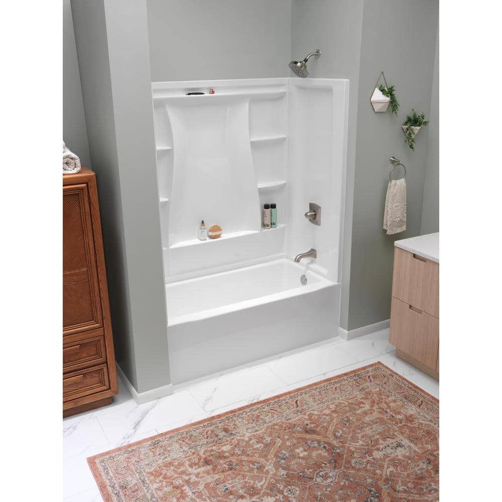 Delta Classic 500 60 in. x 30 in. Alcove Right-Drain Bathtub and 3-Piece Wall Surrounds, High Gloss White - Image 5