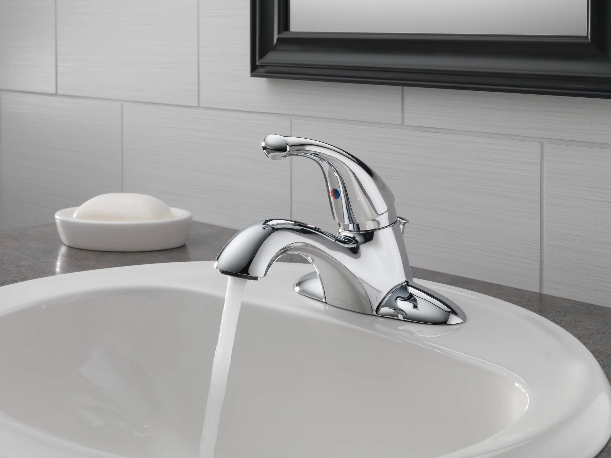 Delta Classic Chrome 1-Handle 4-in Centerset WaterSense Bathroom Sink Faucet with Drain - Image 2