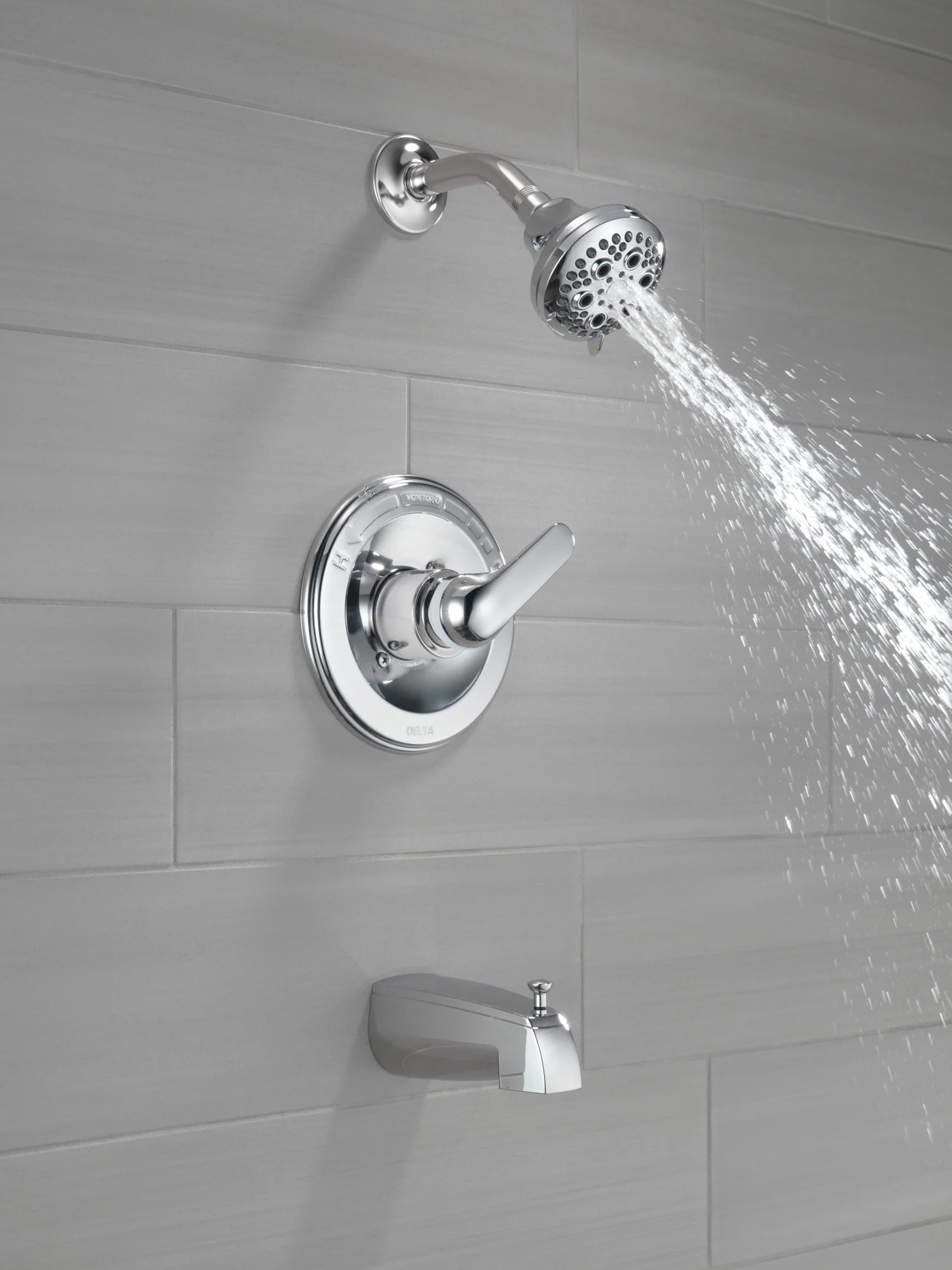 Delta Classic Chrome 1-Handle Multi-Function Bathtub and Shower Faucet with Valve, 5-in Showerhead - Image 4