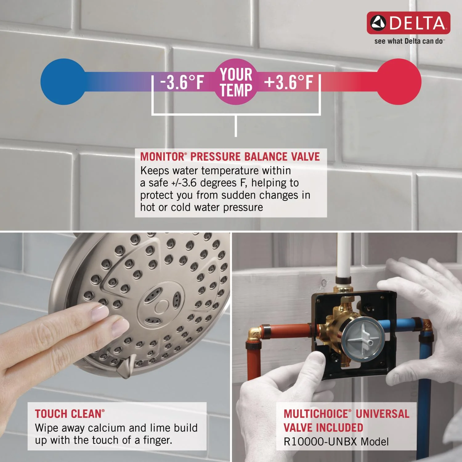 Delta Classic Chrome 1-Handle Multi-Function Bathtub and Shower Faucet with Valve, 5-in Showerhead - Image 5