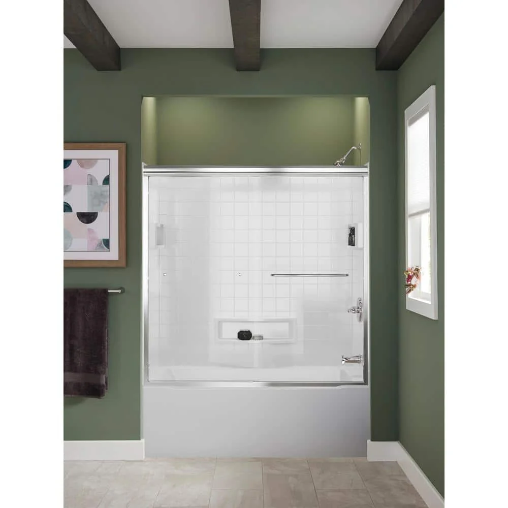 Delta Distinction 60 in. W x 60 in. H Three-Piece Glue-Up Tub Surround in High Gloss White - Image 5