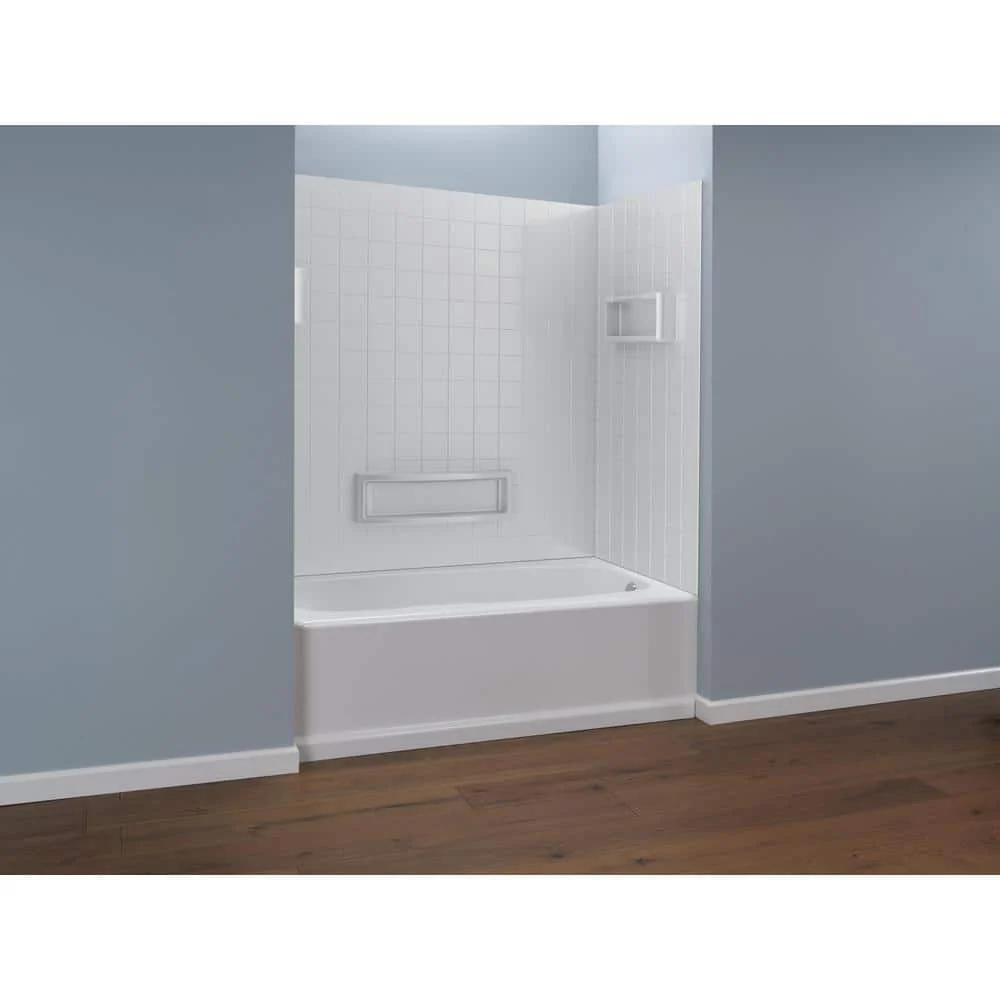 Delta Distinction 60 in. W x 60 in. H Three-Piece Glue-Up Tub Surround in High Gloss White - Image 6