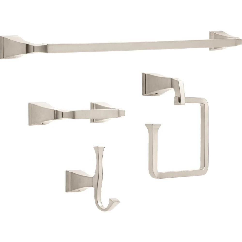 DELTA Dryden 4-Piece Decorative Bathroom Hardware Set, Brilliance Stainless Finish, 24-in Towel Bar