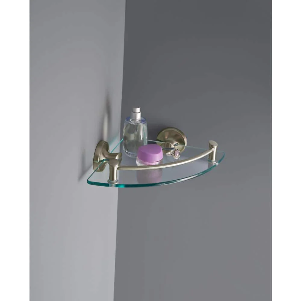 Delta Extensions 8 in. Glass Corner Shelf with Rail in Brushed Nickel - Image 2