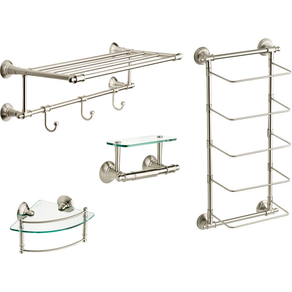 Delta Extensions 8 in. Glass Corner Shelf with Rail in Brushed Nickel - Image 3