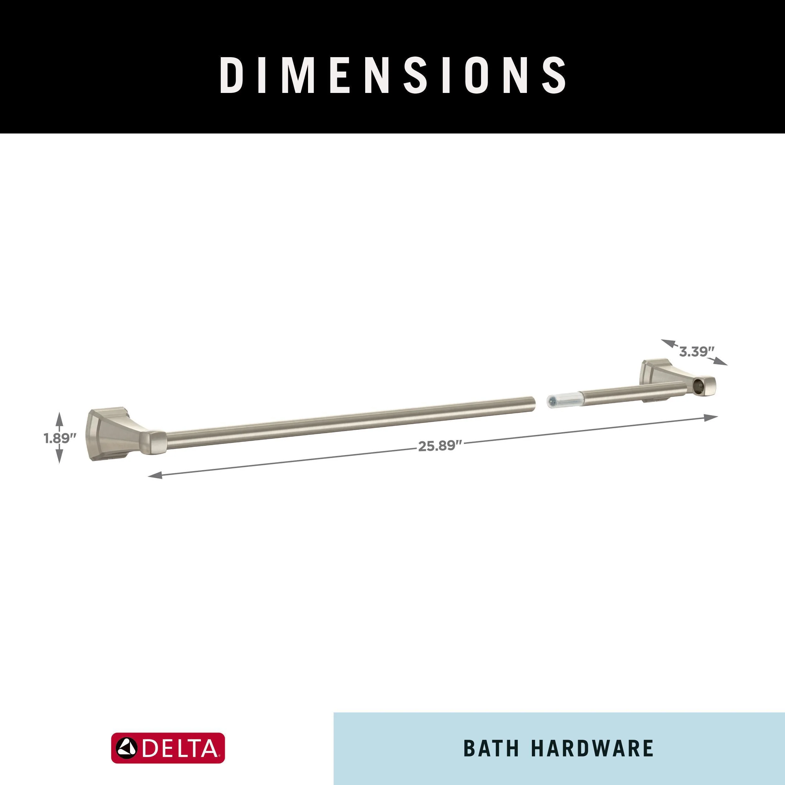 Delta Flynn 18-in Brushed Nickel Wall Mount Single Towel Bar, Adjustable to 24-in - Image 8