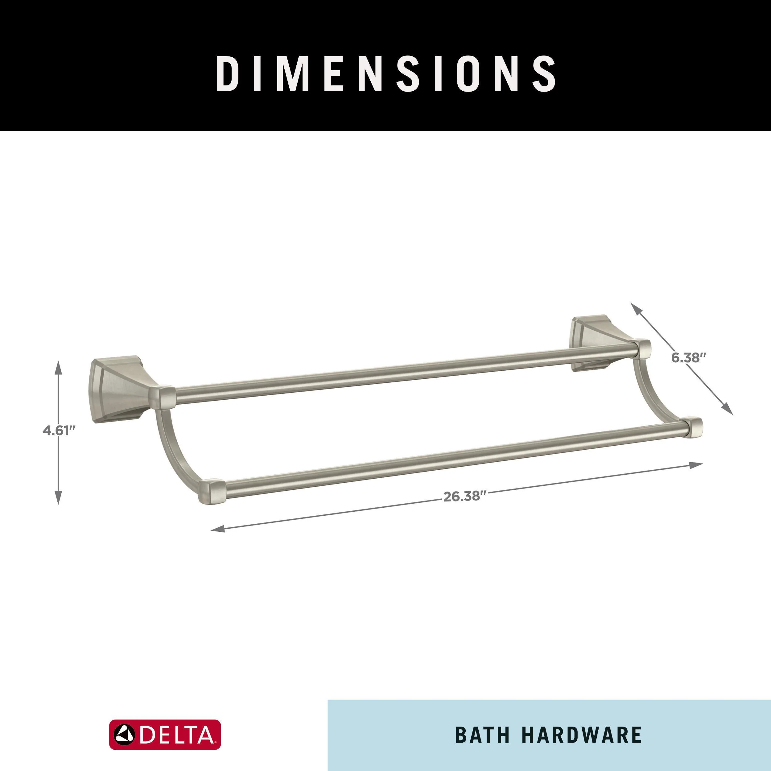 Delta Flynn 24-in Double Brushed Nickel Wall Mount Double Towel Bar - Image 6