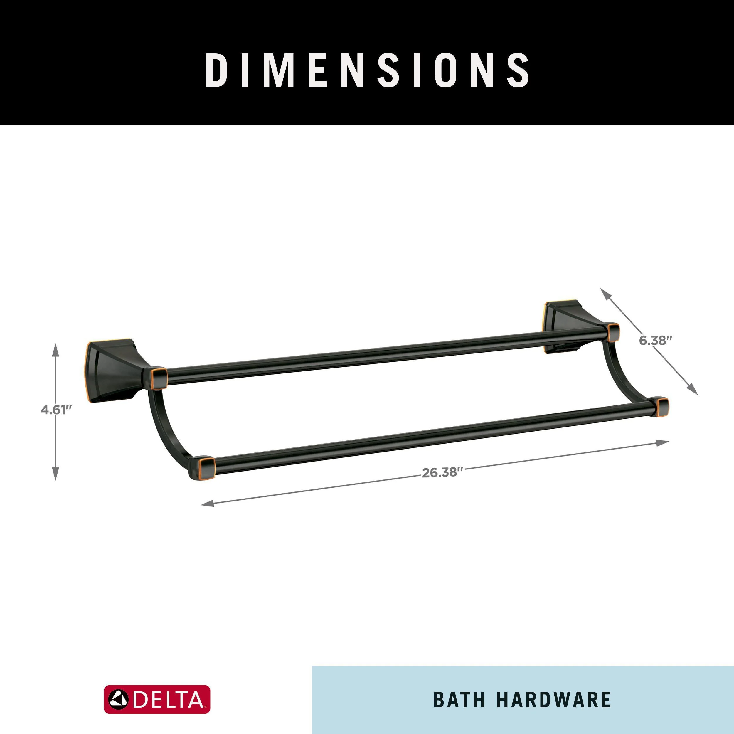 Delta Flynn 24-in Double Oil Rubbed Bronze Wall Mount Double Towel Bar - Image 8