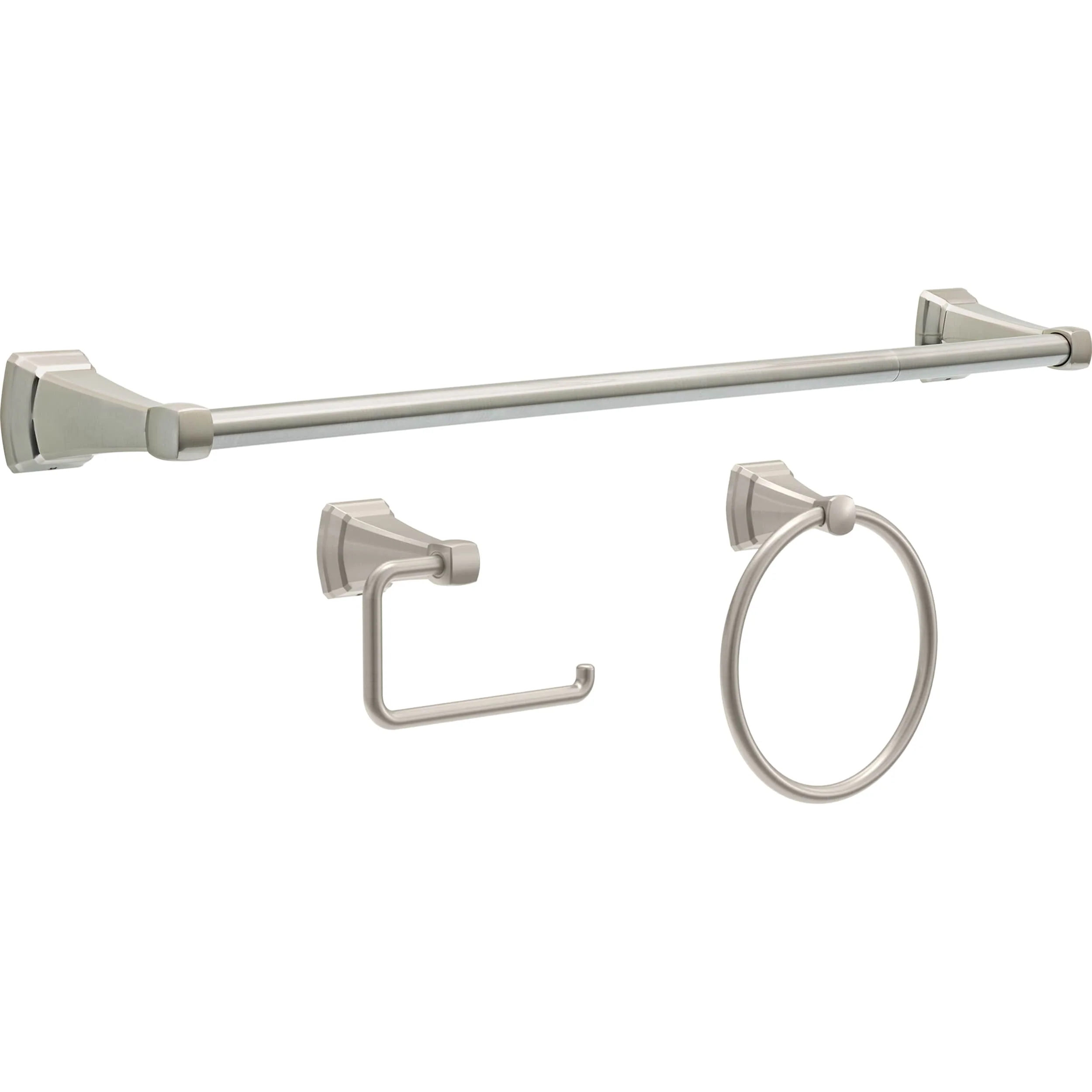 Delta Flynn 3-Piece SpotShield Brushed Nickel Bathroom Hardware Set (Towel Bar, Toilet Paper Holder, Towel Ring)
