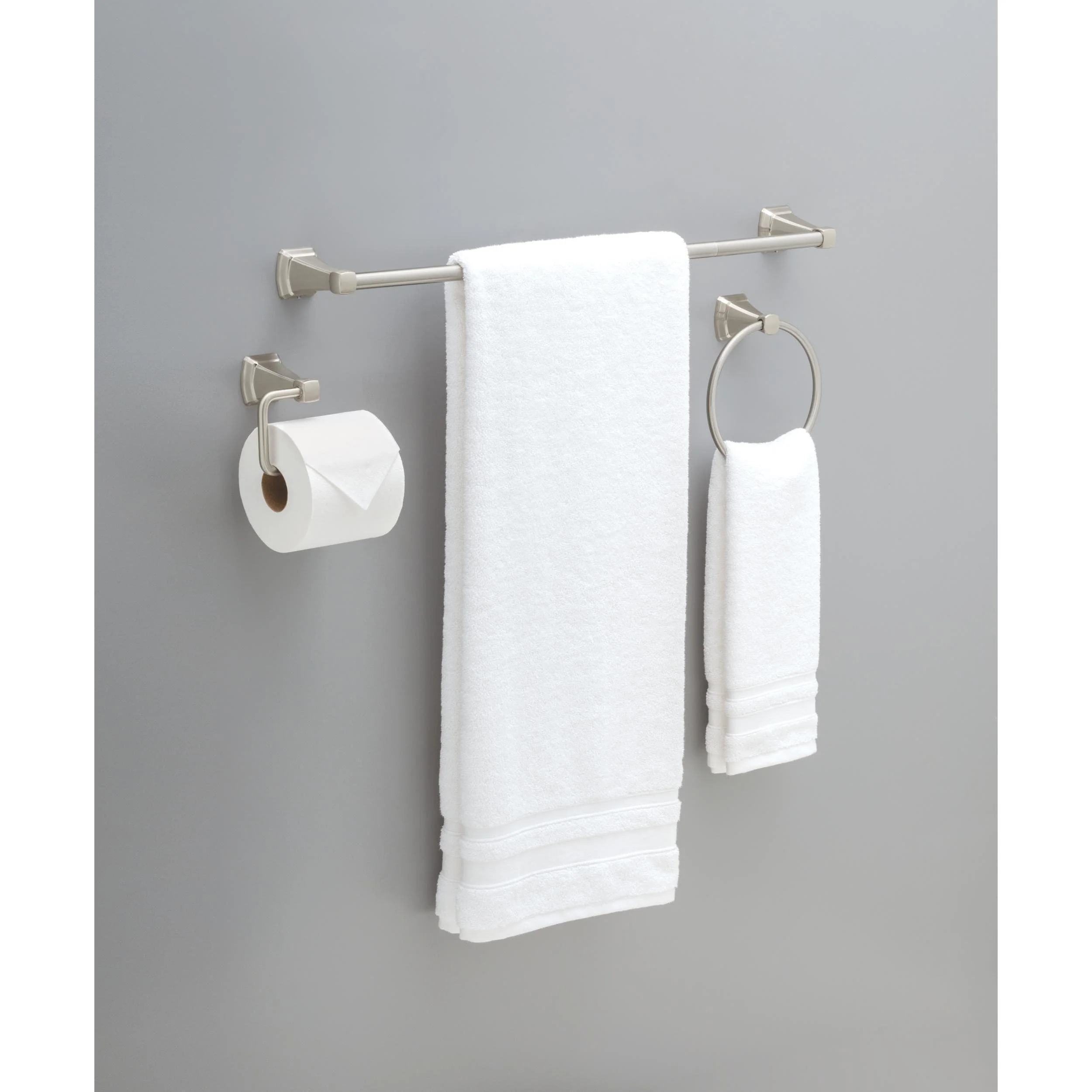 Delta Flynn 3-Piece SpotShield Brushed Nickel Bathroom Hardware Set (Towel Bar, Toilet Paper Holder, Towel Ring) - Image 4