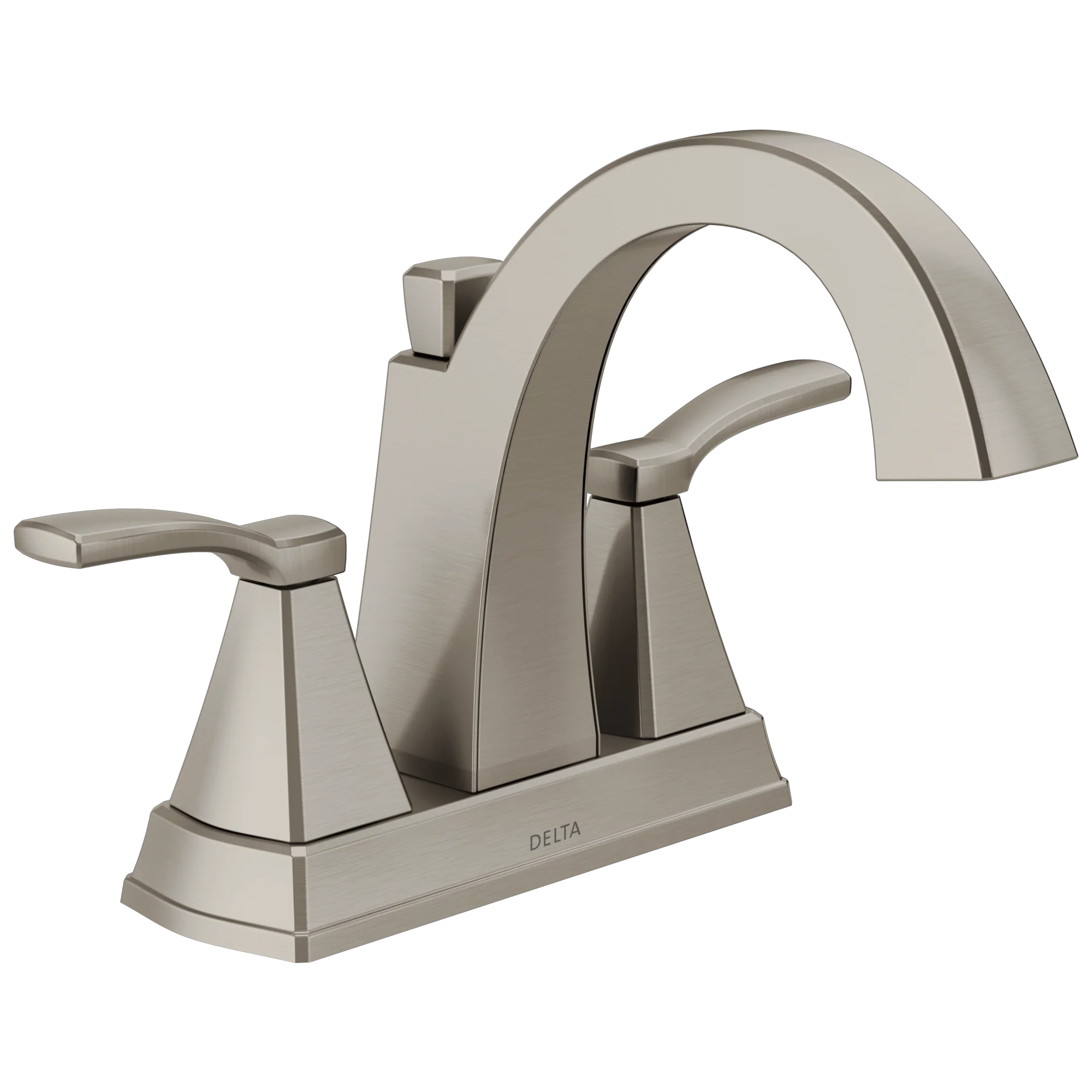 Delta Flynn Brushed Nickel 2-Handle 4-in Centerset WaterSense Bathroom Sink Faucet with Drain