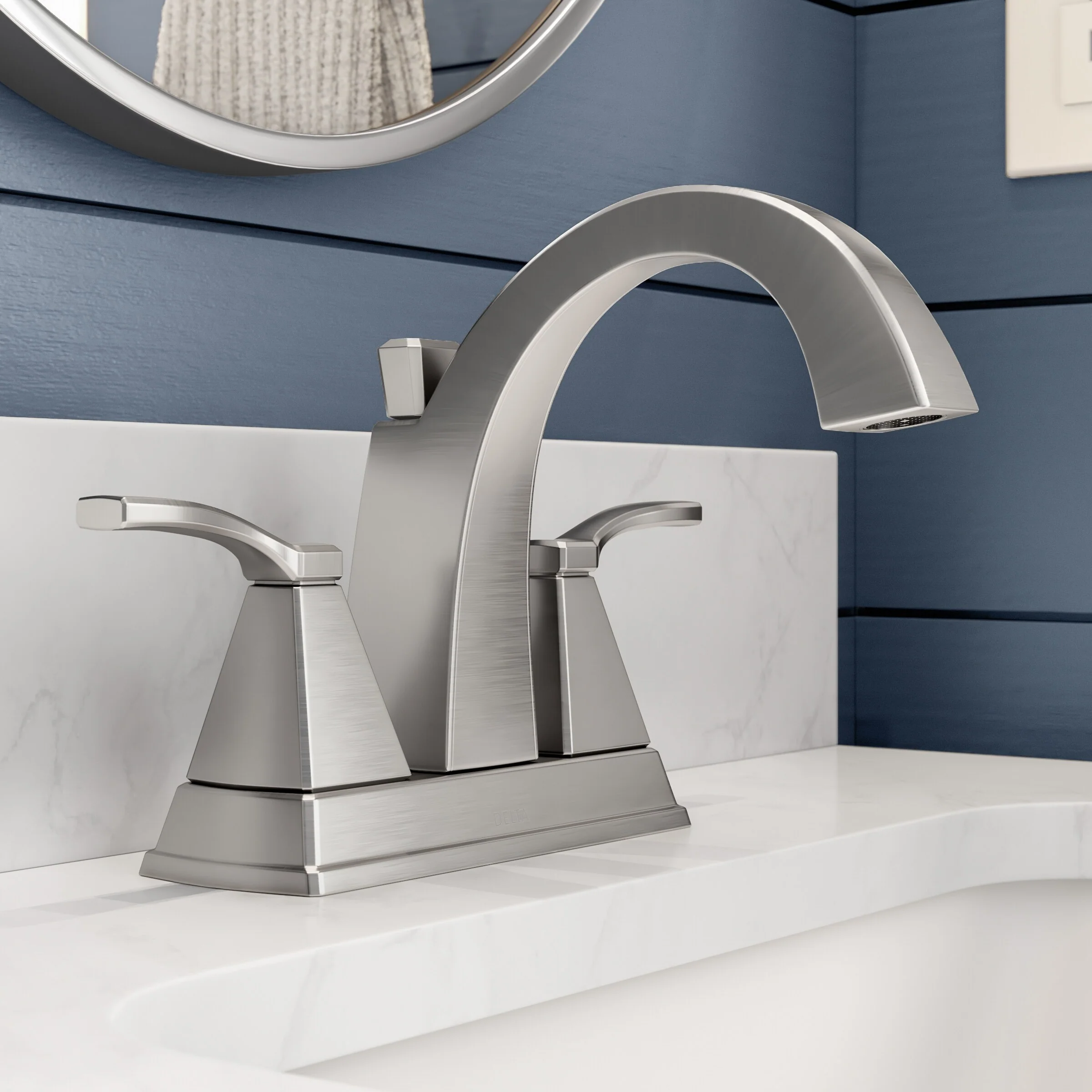 Delta Flynn Brushed Nickel 2-Handle 4-in Centerset WaterSense Bathroom Sink Faucet with Drain - Image 3