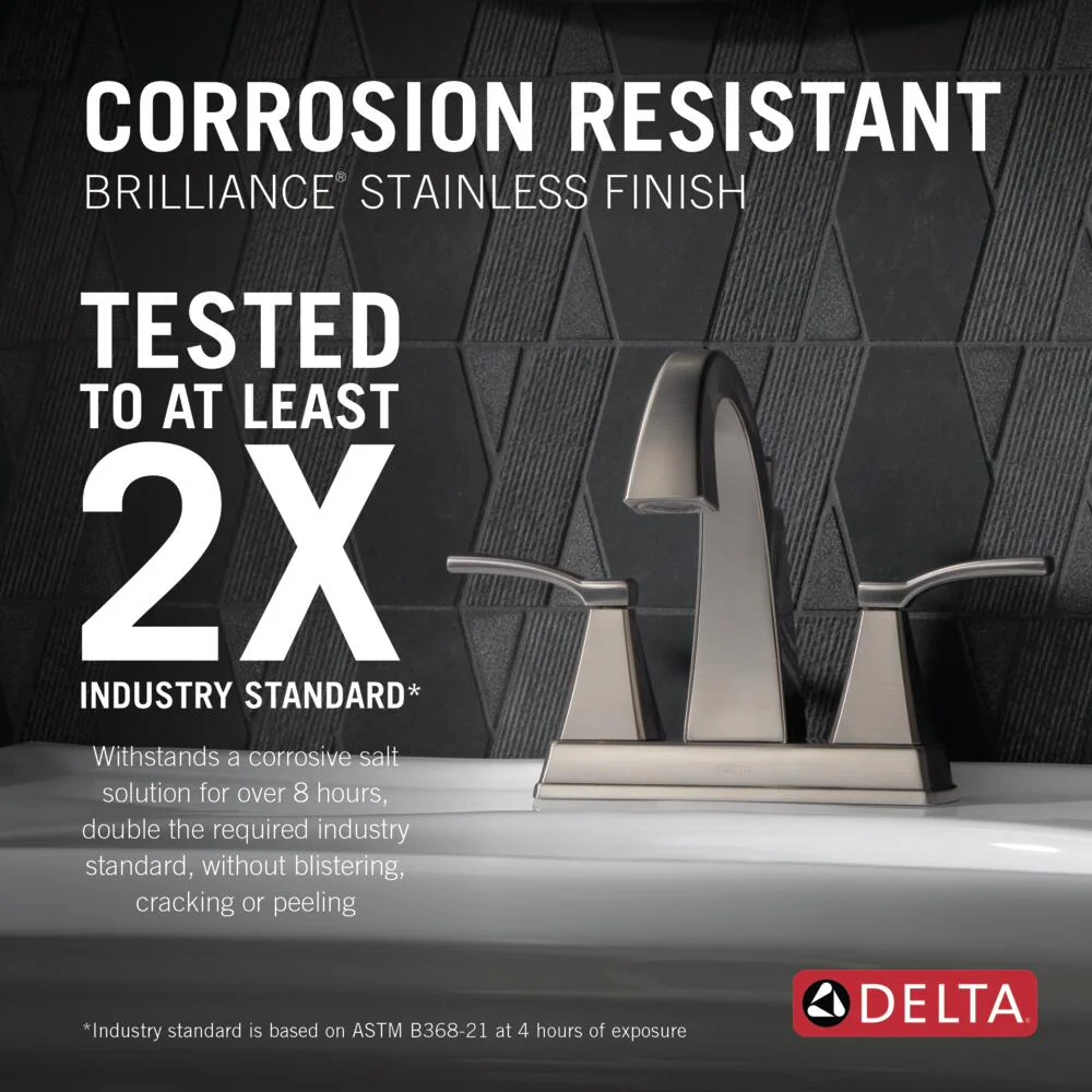 Delta Flynn Brushed Nickel 2-Handle 4-in Centerset WaterSense Bathroom Sink Faucet with Drain - Image 4