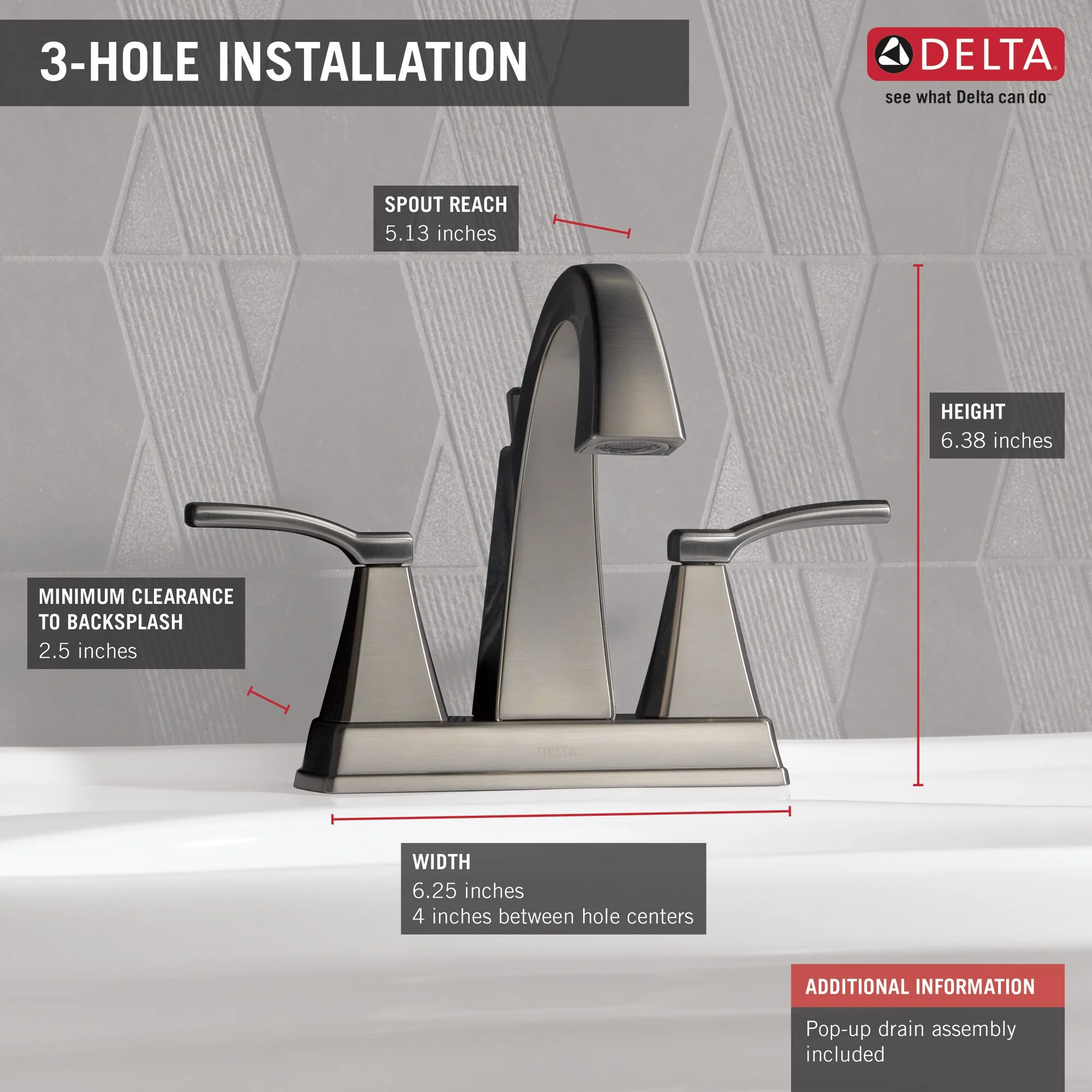 Delta Flynn Brushed Nickel 2-Handle 4-in Centerset WaterSense Bathroom Sink Faucet with Drain - Image 7