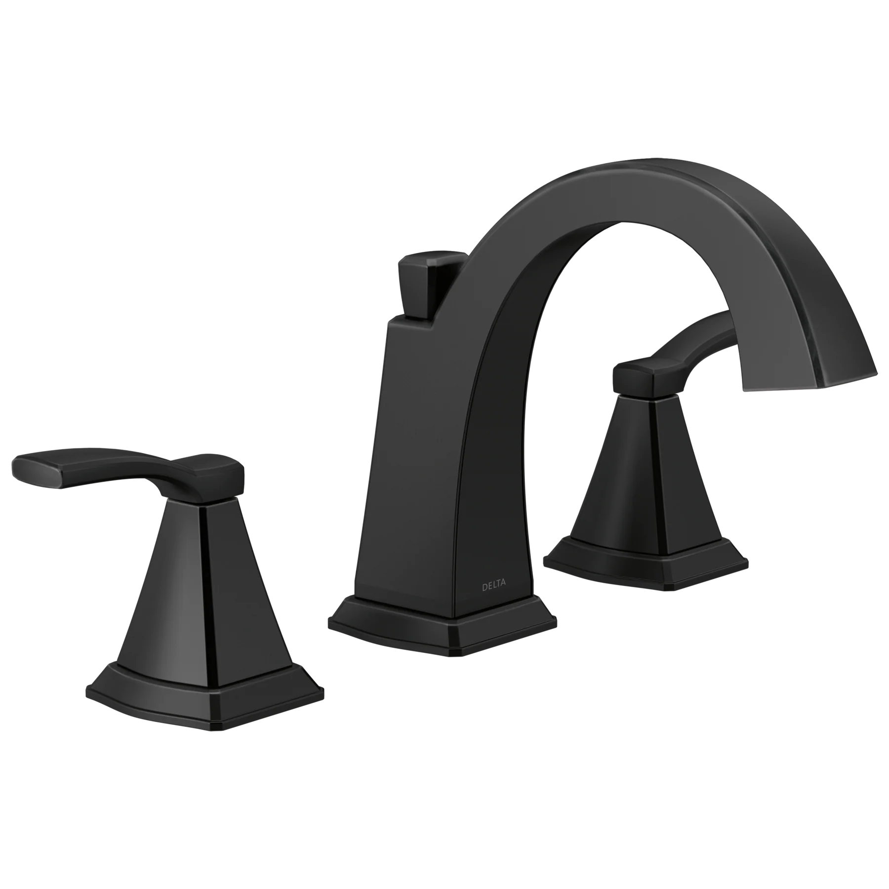 Delta Flynn Matte Black 2-Handle Widespread WaterSense Bathroom Sink Faucet with Drain, Model 35768LF-BL