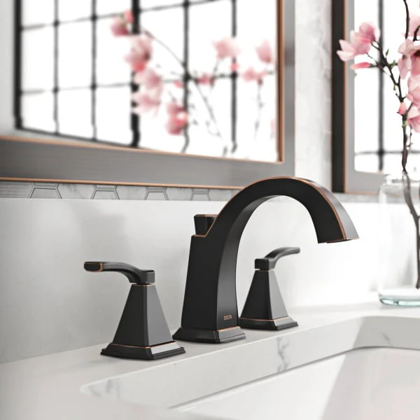 Delta Flynn Oil Rubbed Bronze 2-Handle Widespread WaterSense Bathroom Sink Faucet with Drain - Image 2