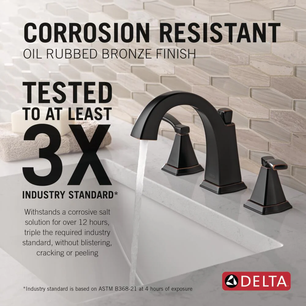Delta Flynn Oil Rubbed Bronze 2-Handle Widespread WaterSense Bathroom Sink Faucet with Drain - Image 5