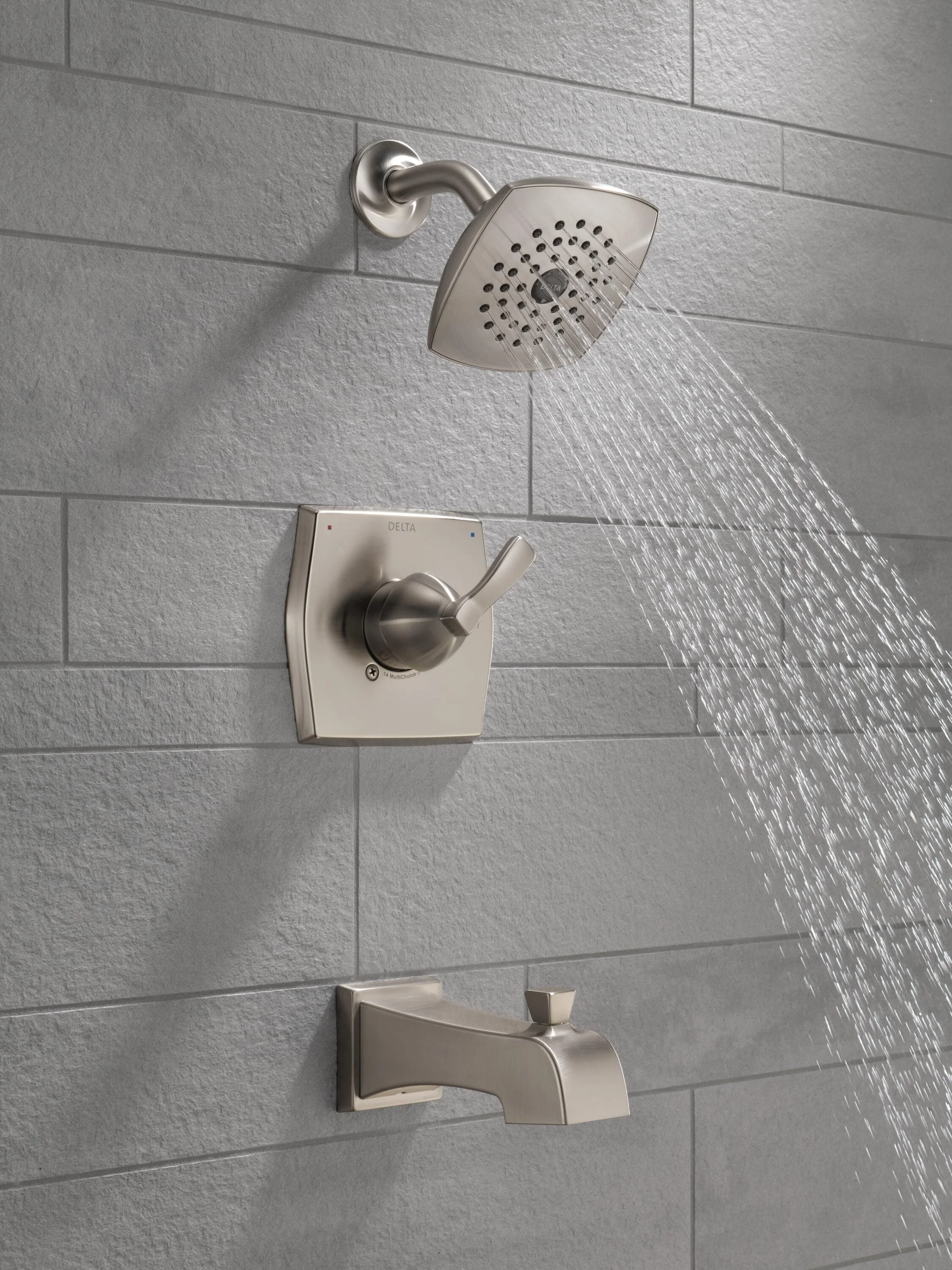 Delta Flynn Stainless 1-Handle Bathtub and Shower Faucet with Valve - Image 2