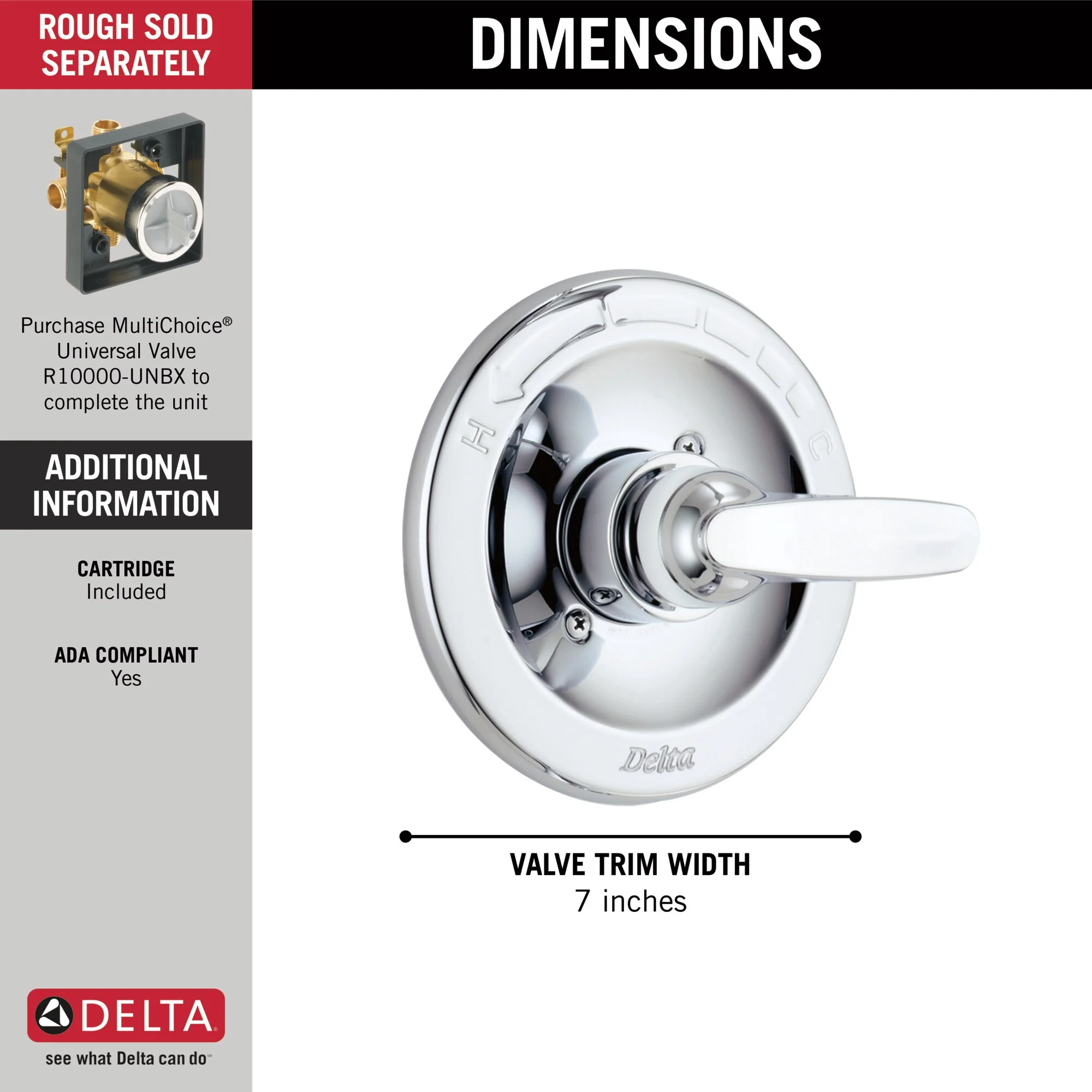 Delta Foundations 0.5-in ID Stainless Shower Valve Trim with Monitor Pressure-Balanced Control - Image 3