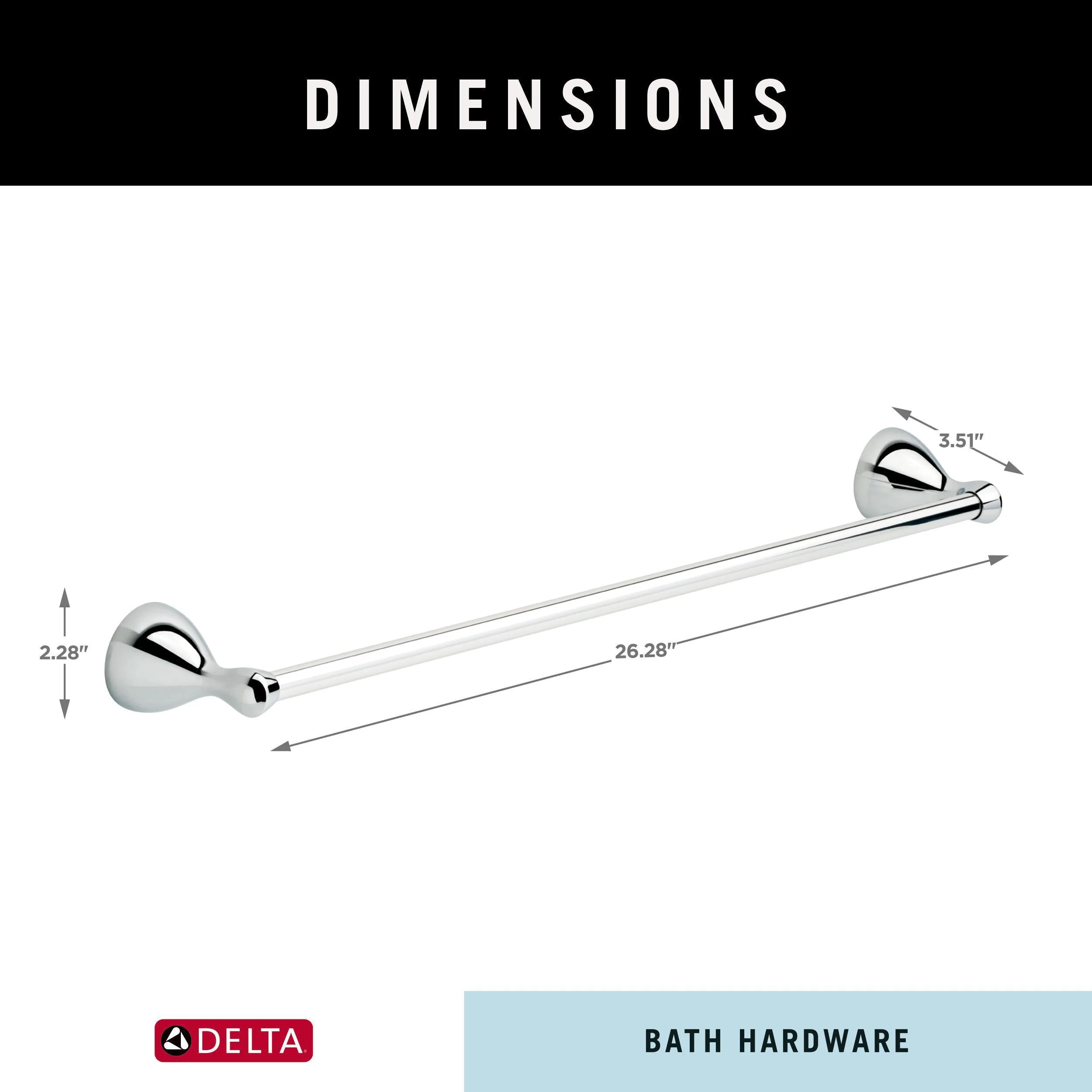 Delta Foundations 24-in Polished Chrome Wall-Mount Single Towel Bar - Image 8