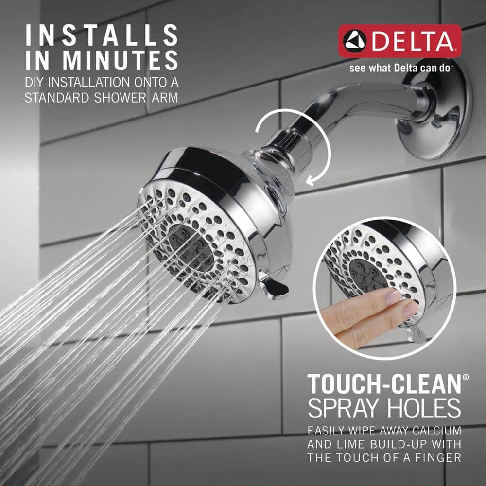 Delta Foundations 3-Spray 3-5/8 in. Wall-Mount Fixed Shower Head in Chrome - Image 7