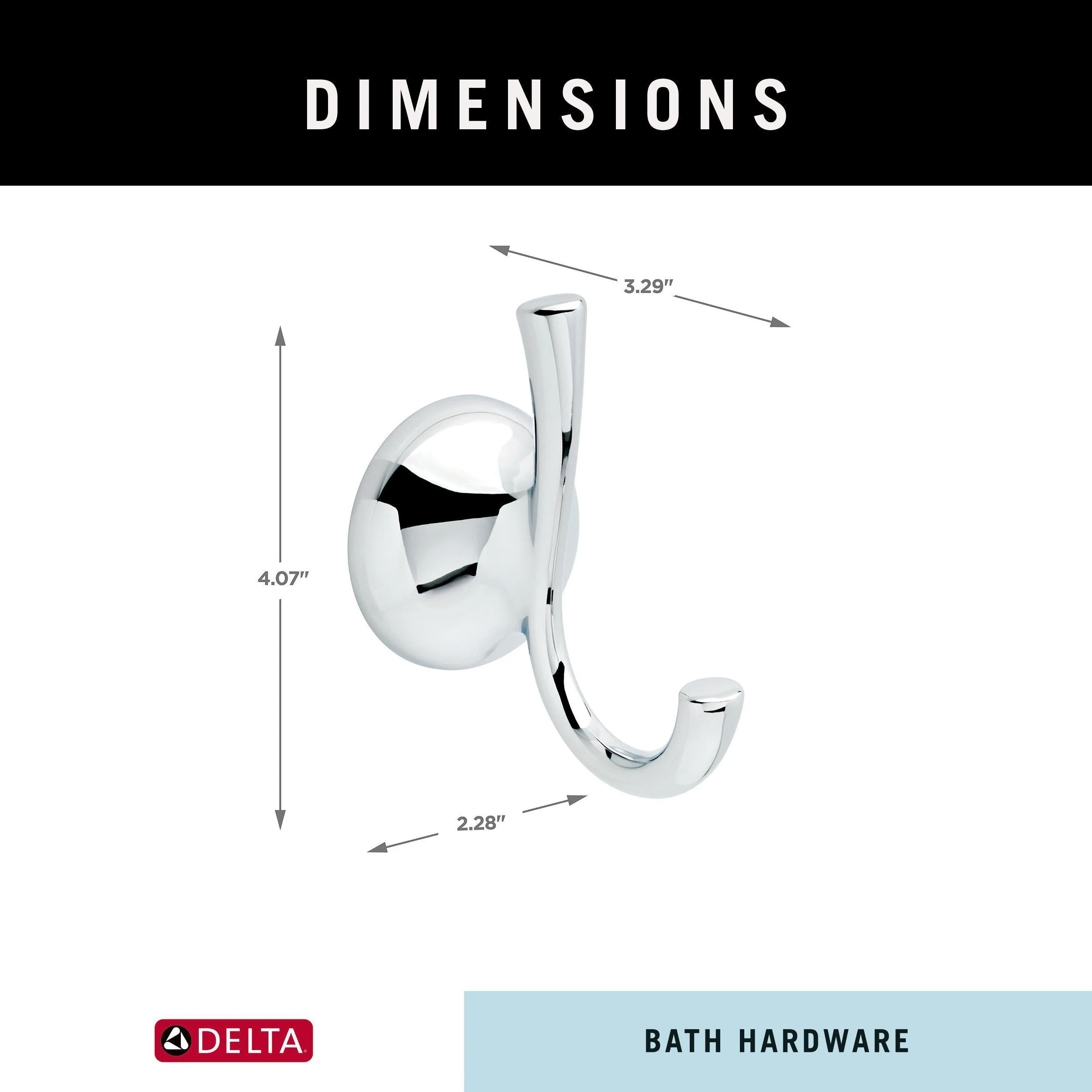 Delta Foundations Double Hook Polished Chrome Towel Hook - Image 7
