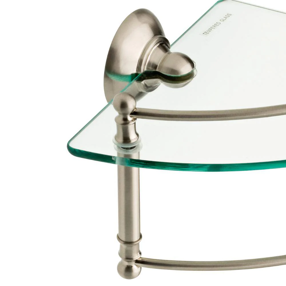 Delta Hospitality Extensions 8 in. Glass Corner Shelf with Hand Towel Bar in Brushed Nickel - Image 4