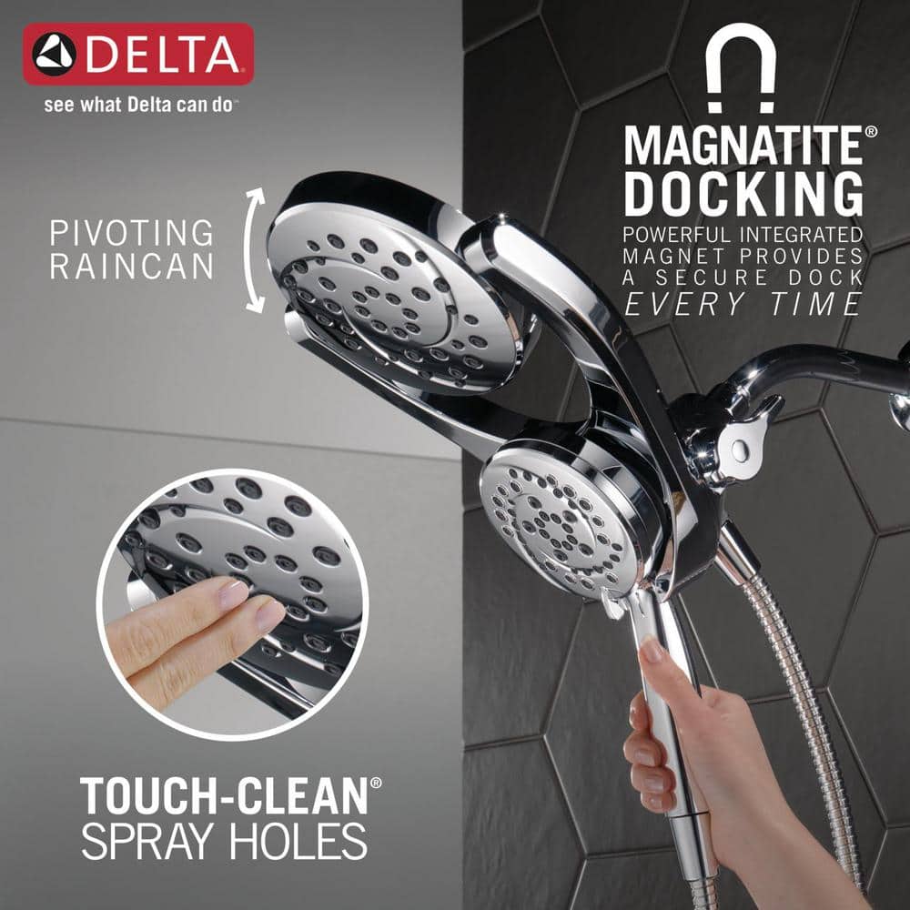 Delta HydroRain Chrome Two-in-One 4-Spray Dual Shower Head with Hand Shower, 1.75 GPM (6.6 LPM), 6 in. - Image 4