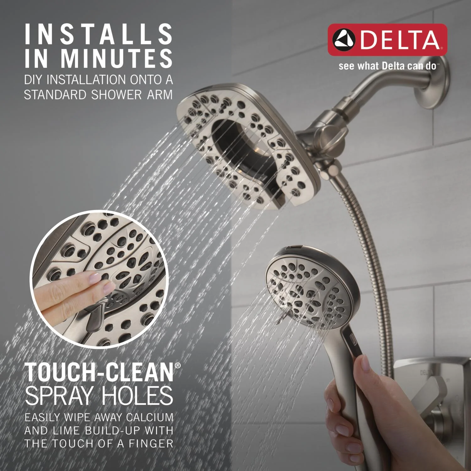 Delta In2ition Stainless 6-in Square Dual/Combo Shower Head, 1.75 GPM - Image 6