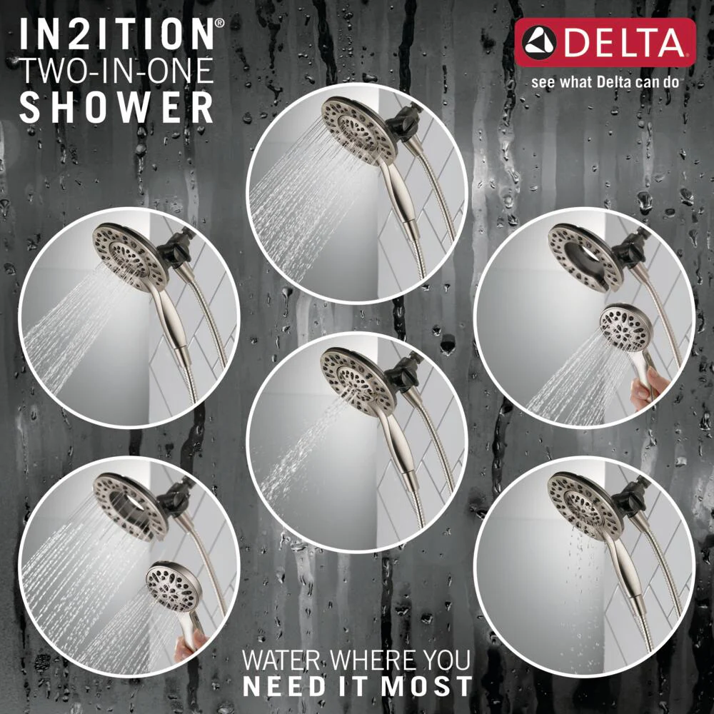Delta In2ition Universal Showering Components Satin Nickel 4-Spray Dual/Combo Shower Head, 6-in, 2.5 GPM (9.5 LPM) - Image 3