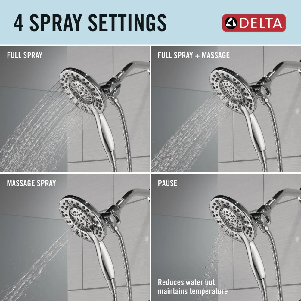 Delta In2ition Universal Showering Components Satin Nickel 4-Spray Dual/Combo Shower Head, 6-in, 2.5 GPM (9.5 LPM) - Image 7