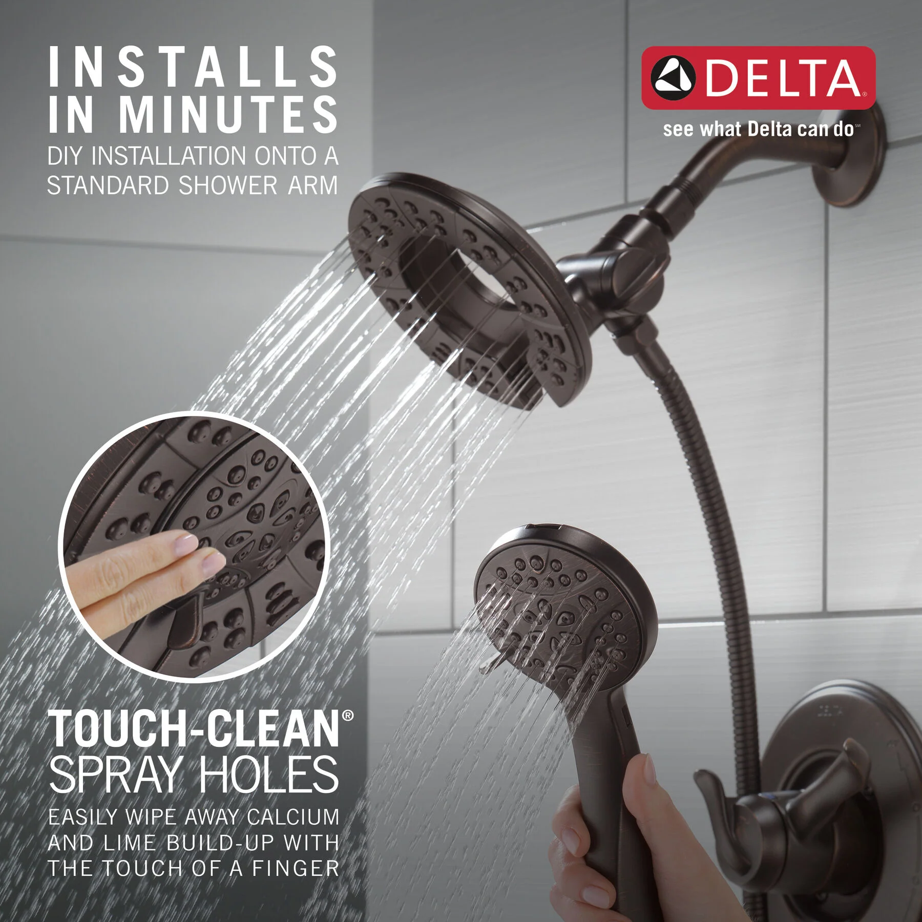 Delta In2ition Venetian Bronze 4-Spray Two-in-One Dual Shower Head, 1.75 GPM (6.6 LPM) - Image 3