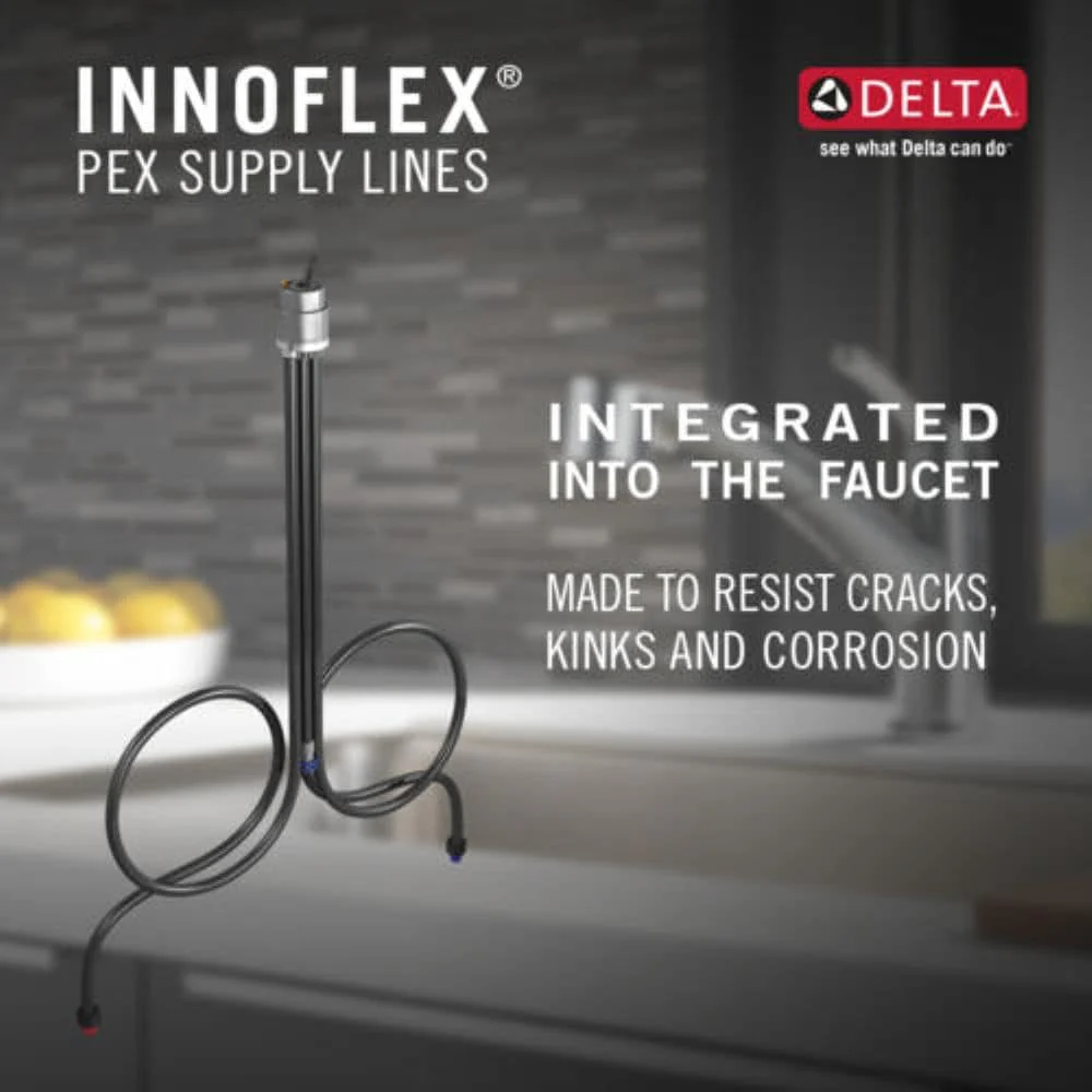 Delta Kessler Stainless 1-Handle Deck-Mount Pull-Out Kitchen Faucet with Soap Dispenser and Deck Plate - Image 7