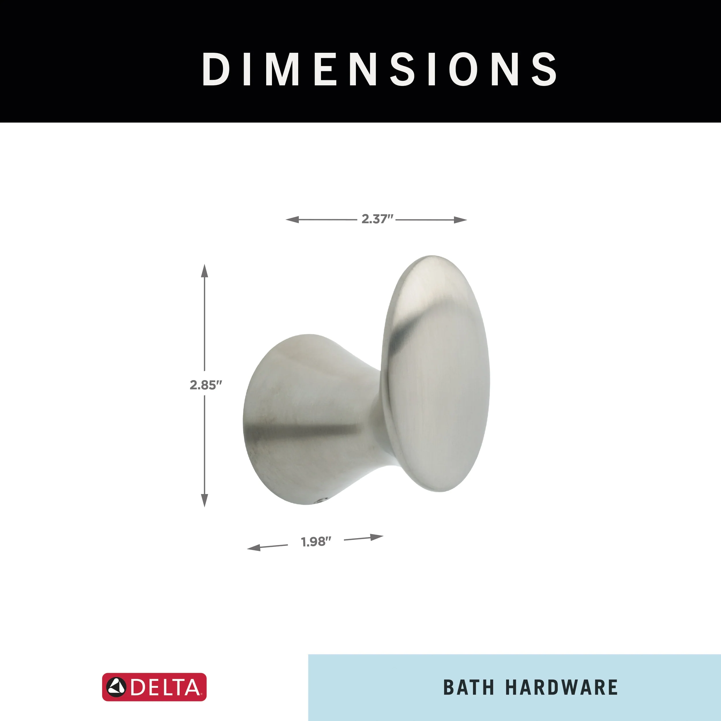 Delta Lahara Single Wall-Mount Towel Hook in Brilliance Stainless Steel, 2.85-in H x 1.98-in W x 2.37-in D - Image 4