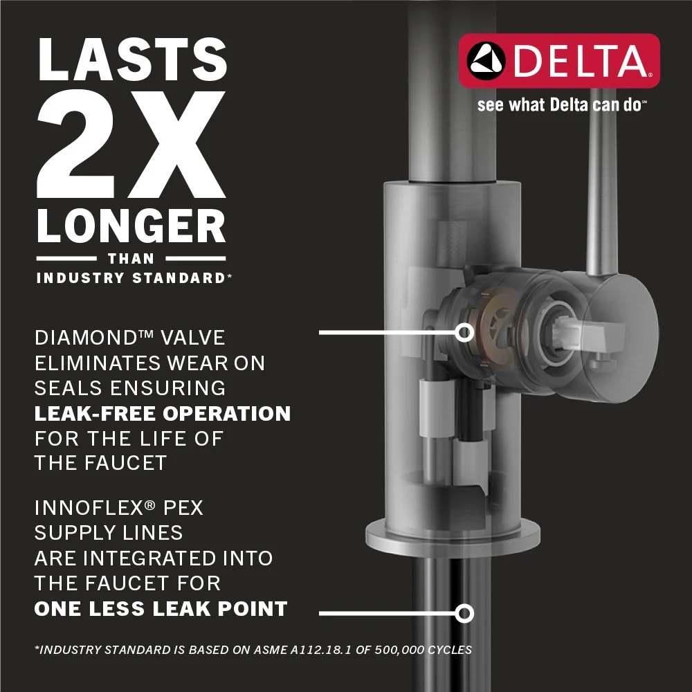 Delta Leland Chrome 1-Handle Deck-Mount Pull-Down Kitchen Faucet with Soap Dispenser - Image 2