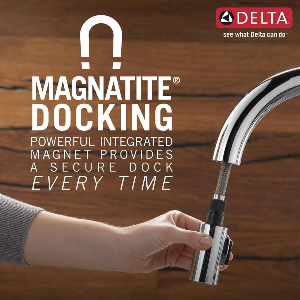 Delta Leland Single-Handle Deck-Mount Pull-Down Kitchen Faucet with ShieldSpray, Stainless (Deck Plate Included) - Image 5