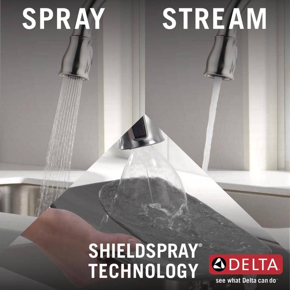 Delta Leland Single-Handle Deck-Mount Pull-Down Kitchen Faucet with ShieldSpray, Stainless (Deck Plate Included) - Image 8