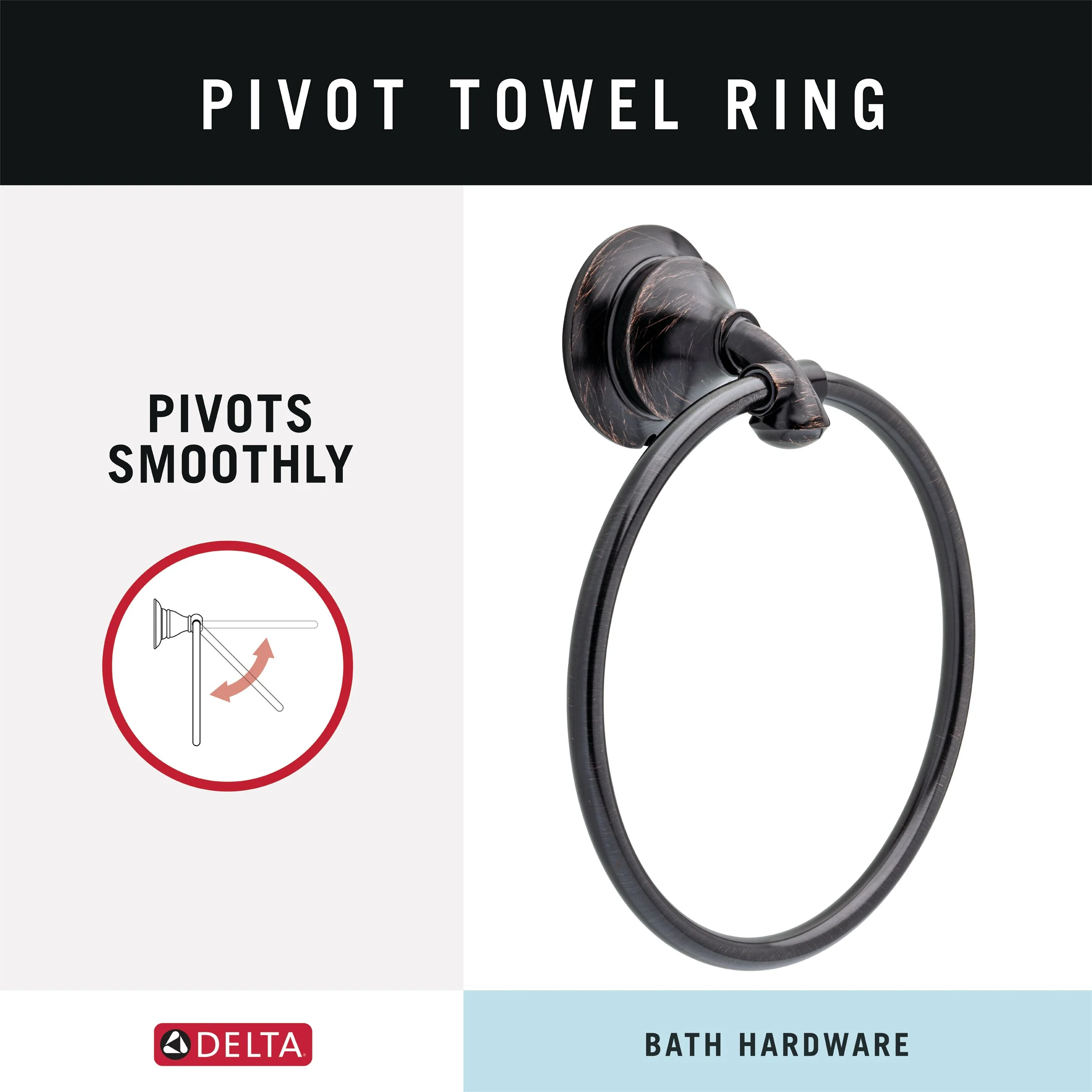 Delta Linden Venetian Bronze Wall Mount Towel Ring - Image 3