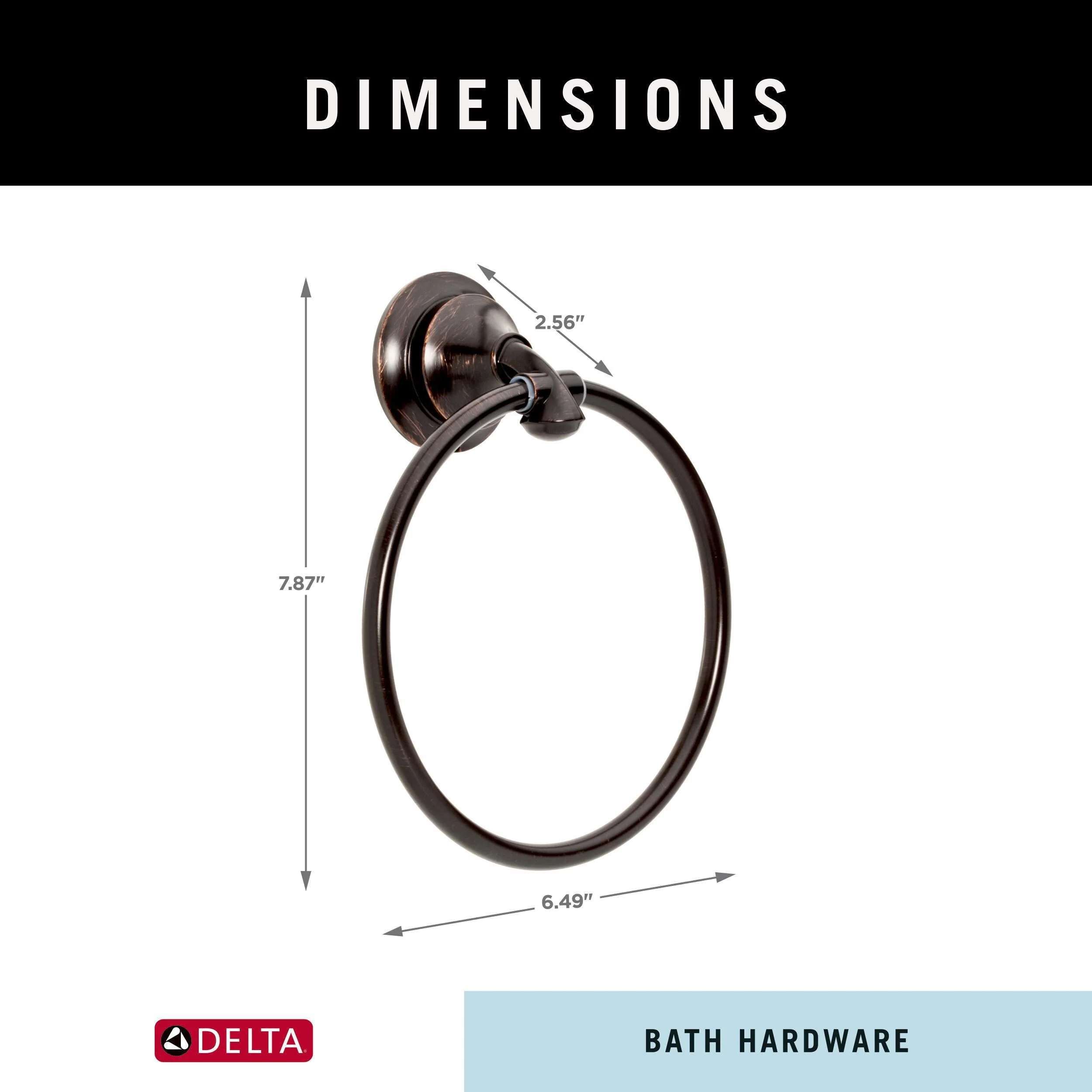 Delta Linden Venetian Bronze Wall Mount Towel Ring - Image 7
