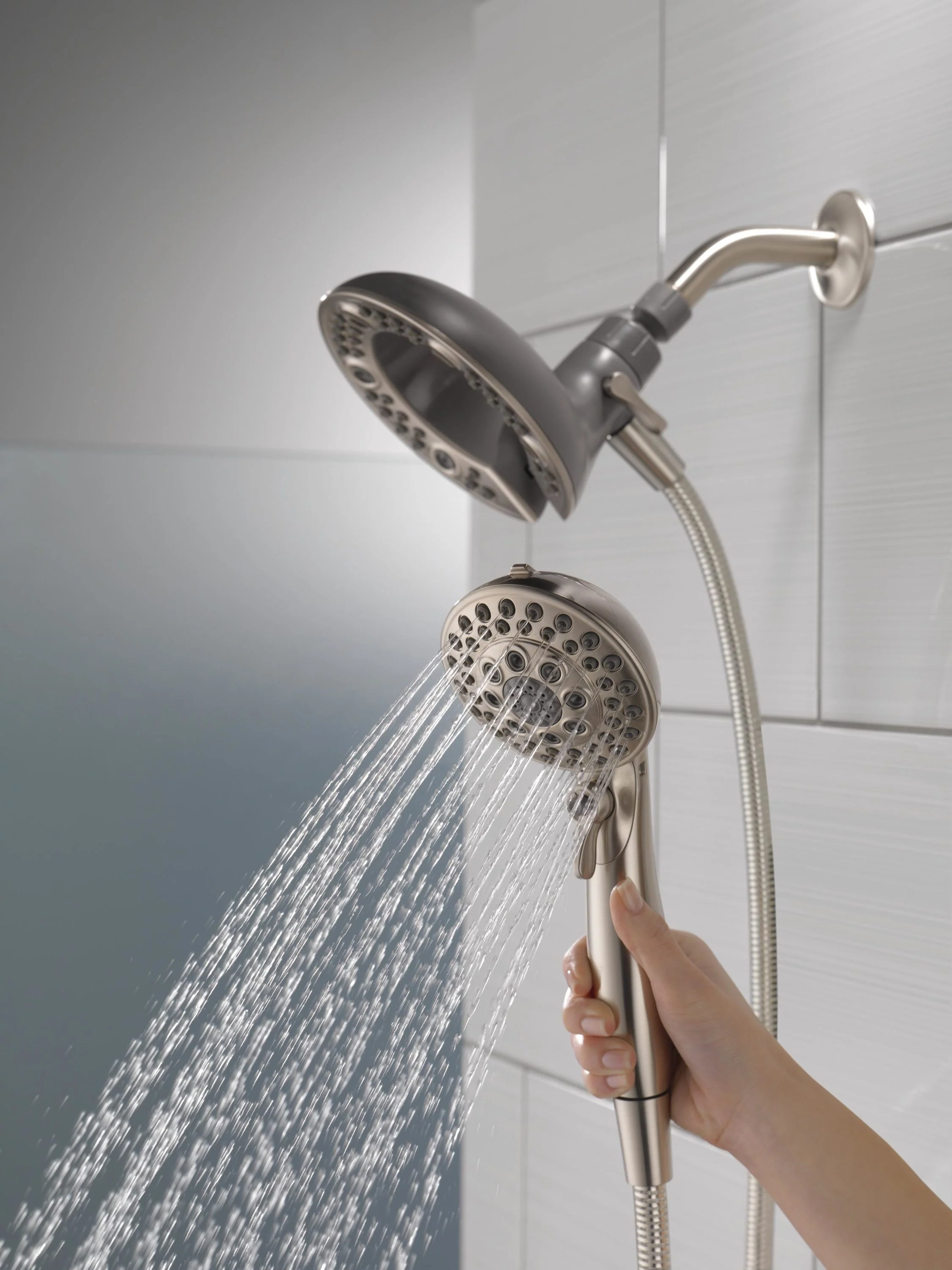 Delta Nura Stainless 1-Handle Shower Faucet with Valve, In2ition Two-in-One, 6.46-in Multi-Function Head - Image 2