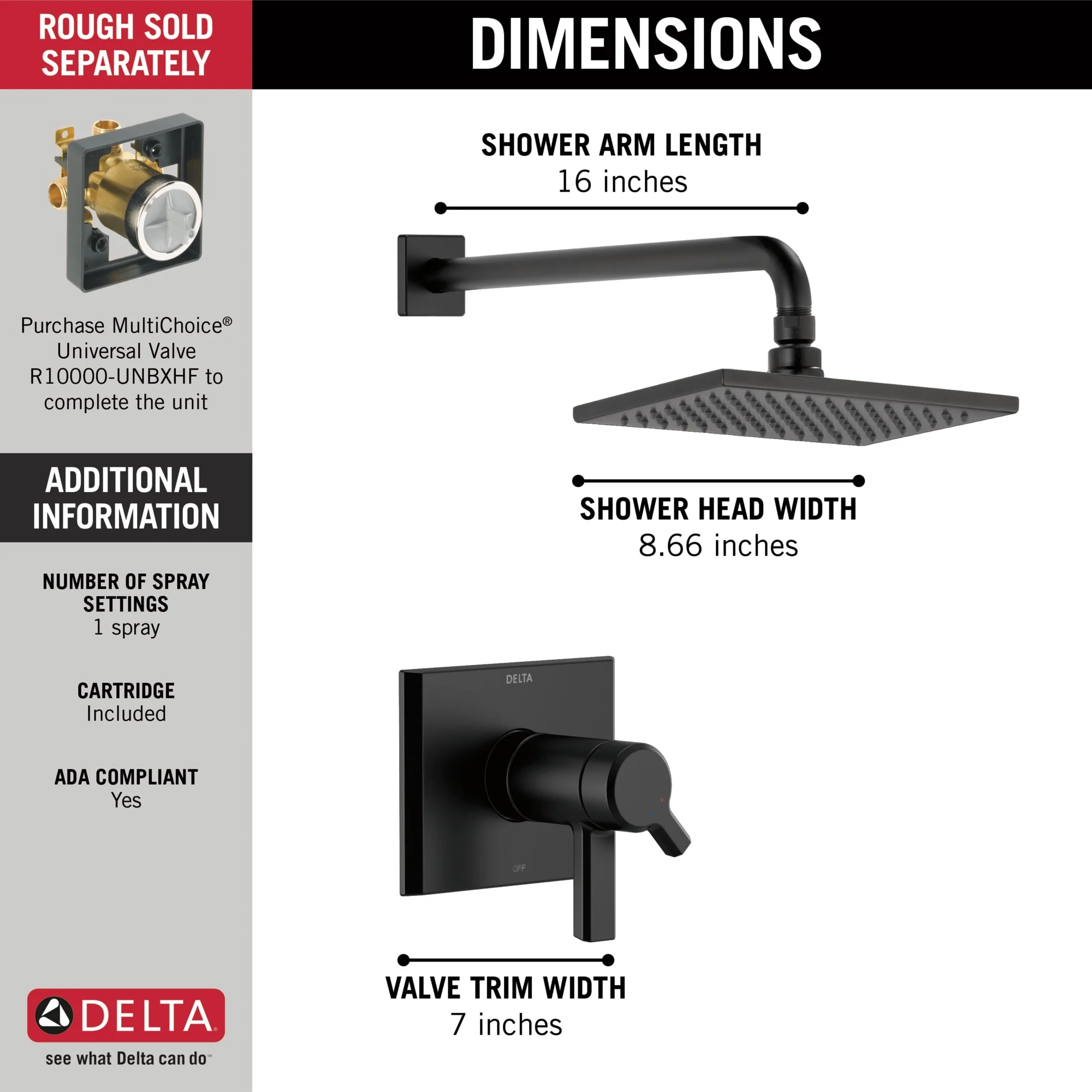 Delta Pivotal Matte Black 1-Handle Shower Faucet - Image 3