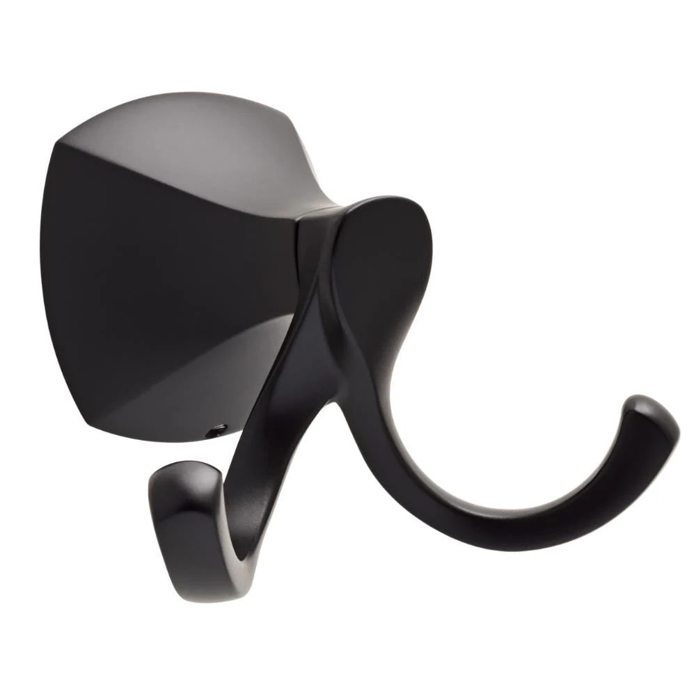 Delta Sandover 2-Hook Matte Black Wall-Mount Towel/Robe Hook, 3.31 in H x 4.29 in W x 2.80 in D