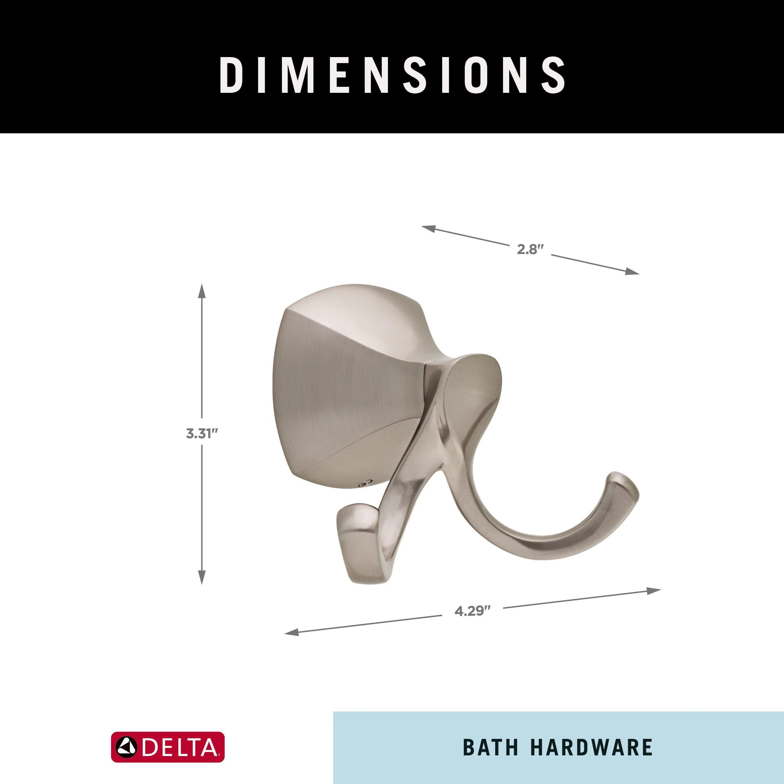 Delta Sandover Double Towel Hook with SpotShield Brushed Nickel Finish, 3.31 in H x 4.29 in W x 2.80 in D - Image 7