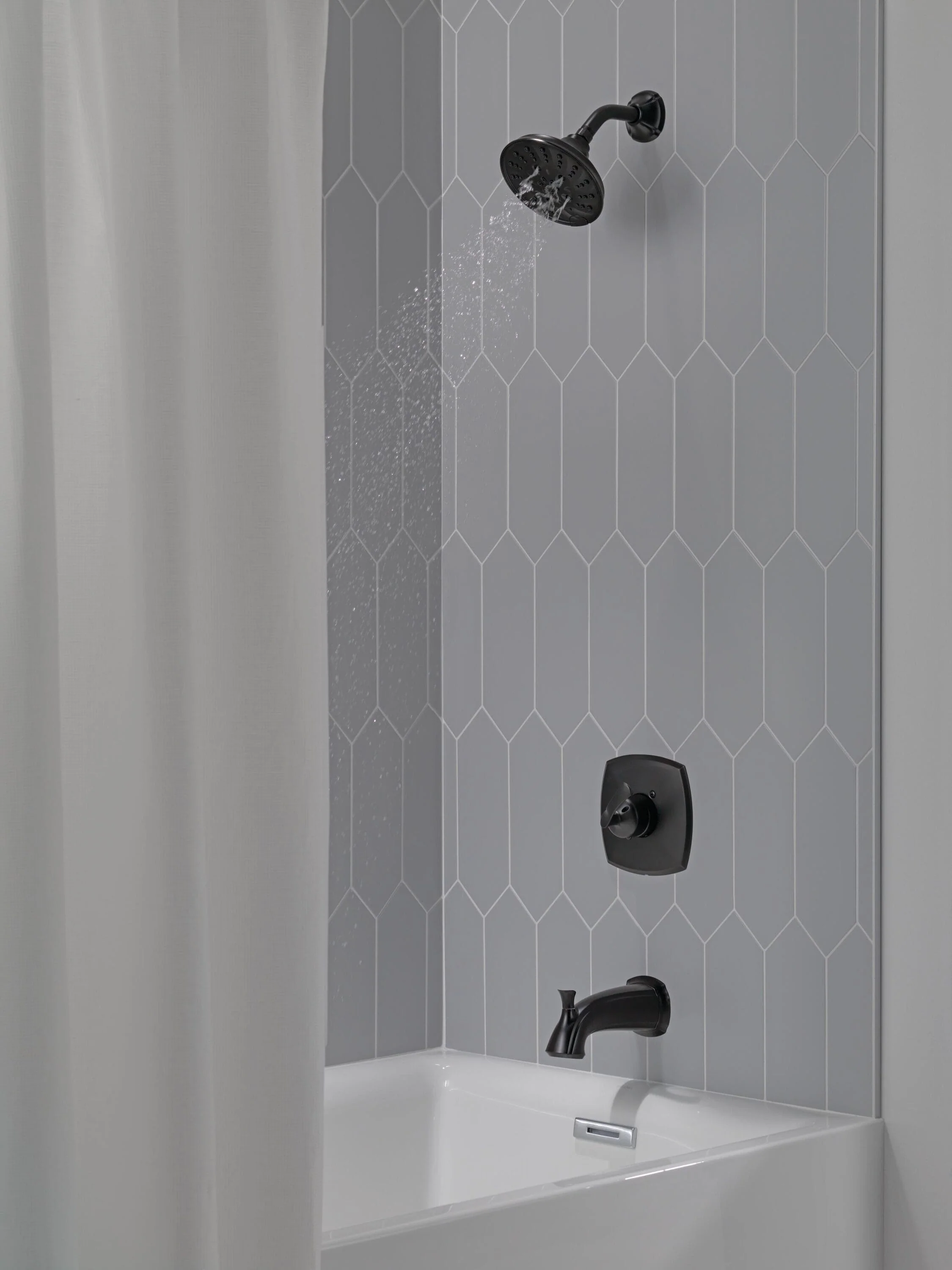 Delta Sandover Matte Black 1-Handle Bathtub and Shower Faucet with Valve, 6-in Showerhead - Image 2