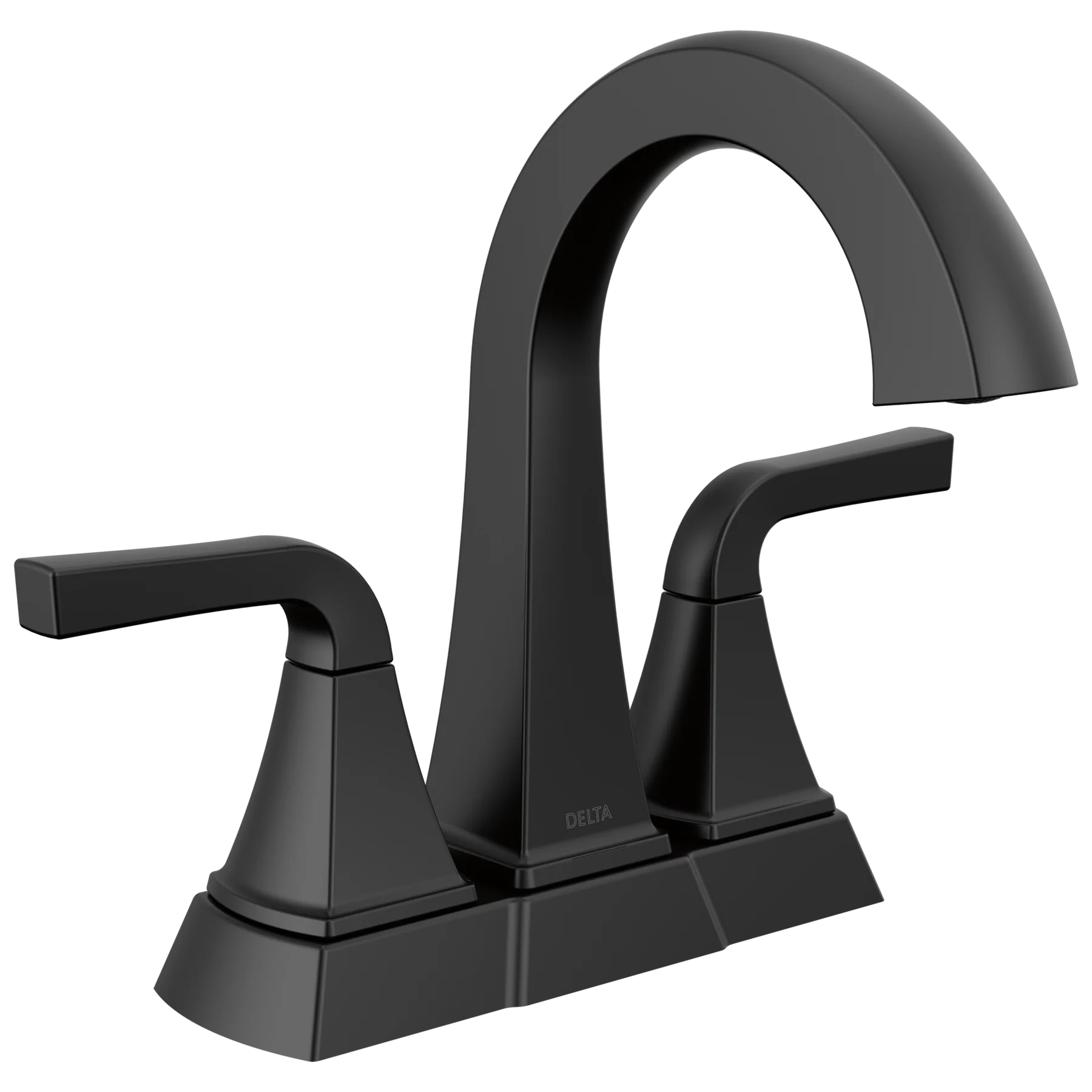 Delta Sandover Matte Black 2-Handle 4-in Centerset WaterSense Bathroom Sink Faucet with Drain