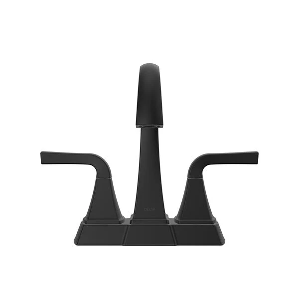 Delta Sandover Matte Black 2-Handle 4-in Centerset WaterSense Bathroom Sink Faucet with Drain - Image 3