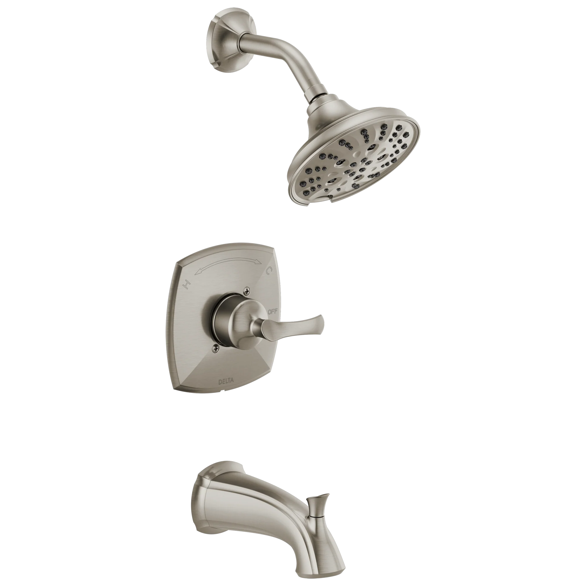 Delta Sandover SpotShield Brushed Nickel 1-Handle Bathtub and Shower Faucet with Valve, 6-in Showerhead