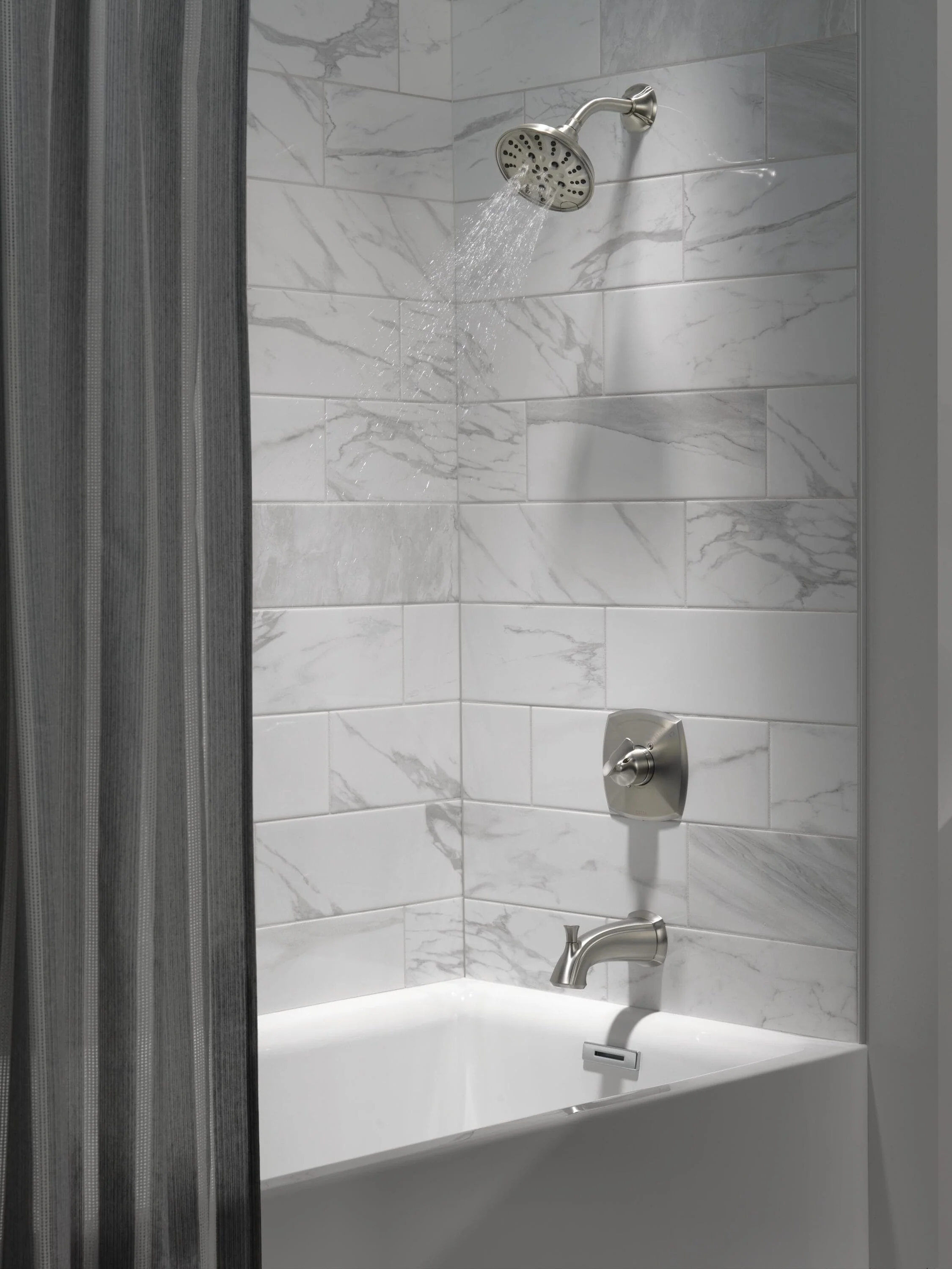 Delta Sandover SpotShield Brushed Nickel 1-Handle Bathtub and Shower Faucet with Valve, 6-in Showerhead - Image 2